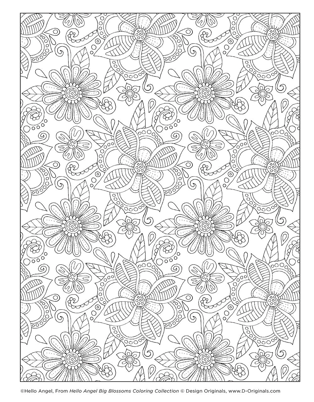 Hello Angel Big Beautiful Blossoms Coloring Collection - Image 4