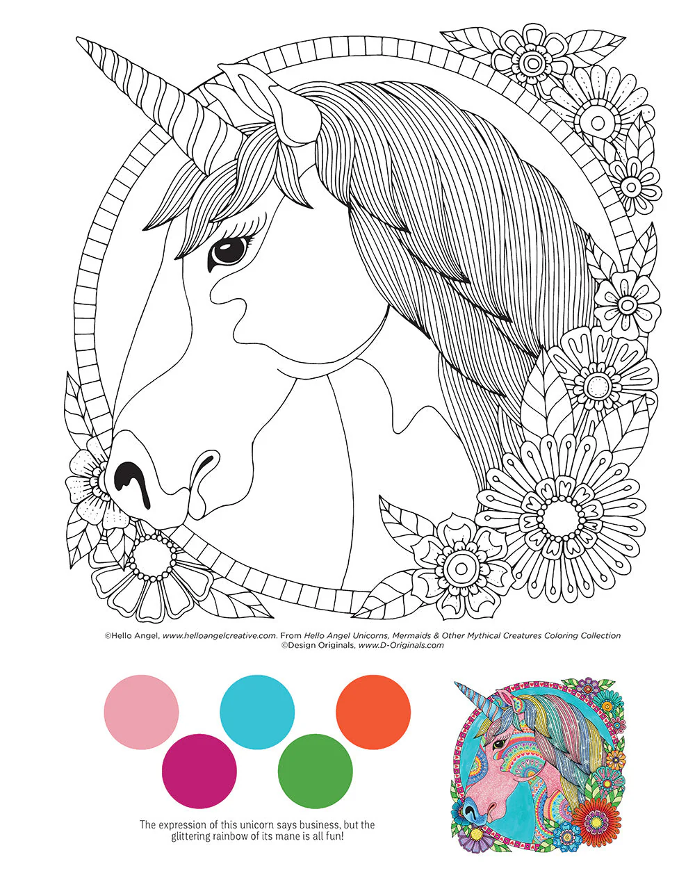 Hello Angel Unicorns, Mermaids & Other Mythical Creatures Coloring Collection - Image 4