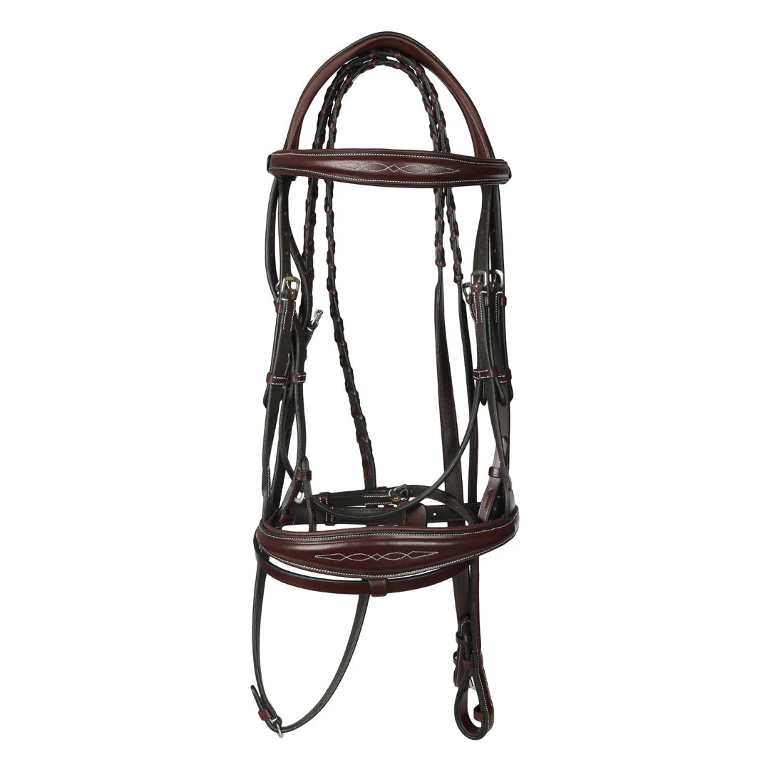 Henri de rivel Jamaika Pro Anatomical Fancy Raised Wide Flash Noseband Bridle with Raised laced reins - Image 4