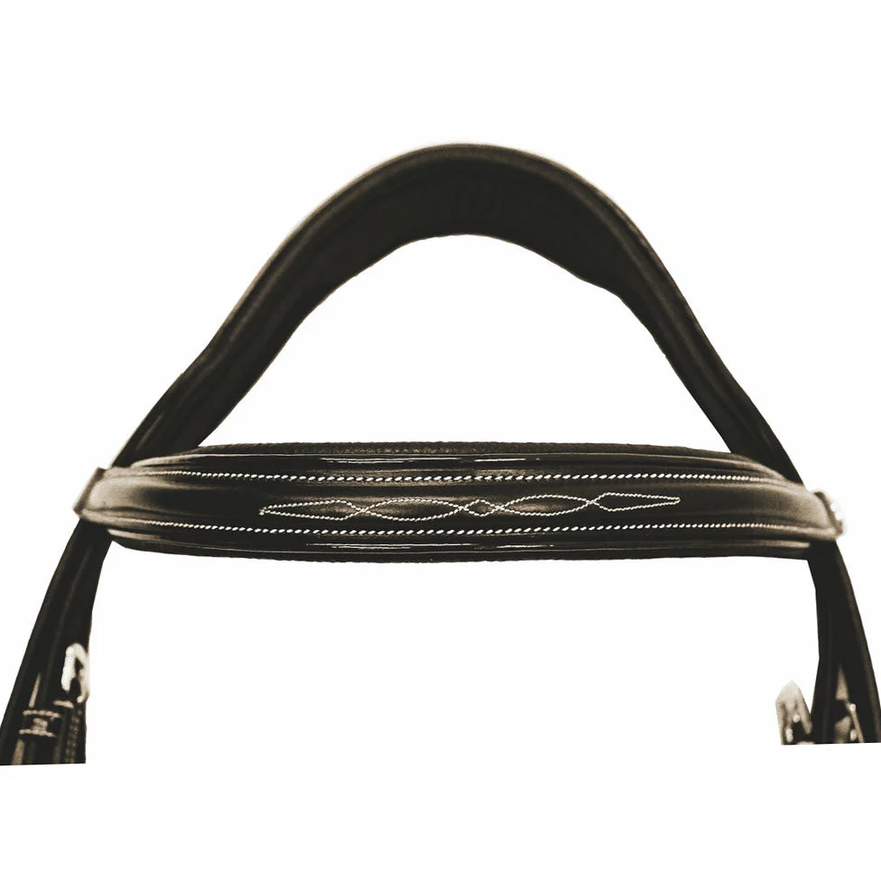 Henri de Rivel Pro Mono Crown Fancy Bridle with Patent Leather Piping and Laced Reins - Image 9