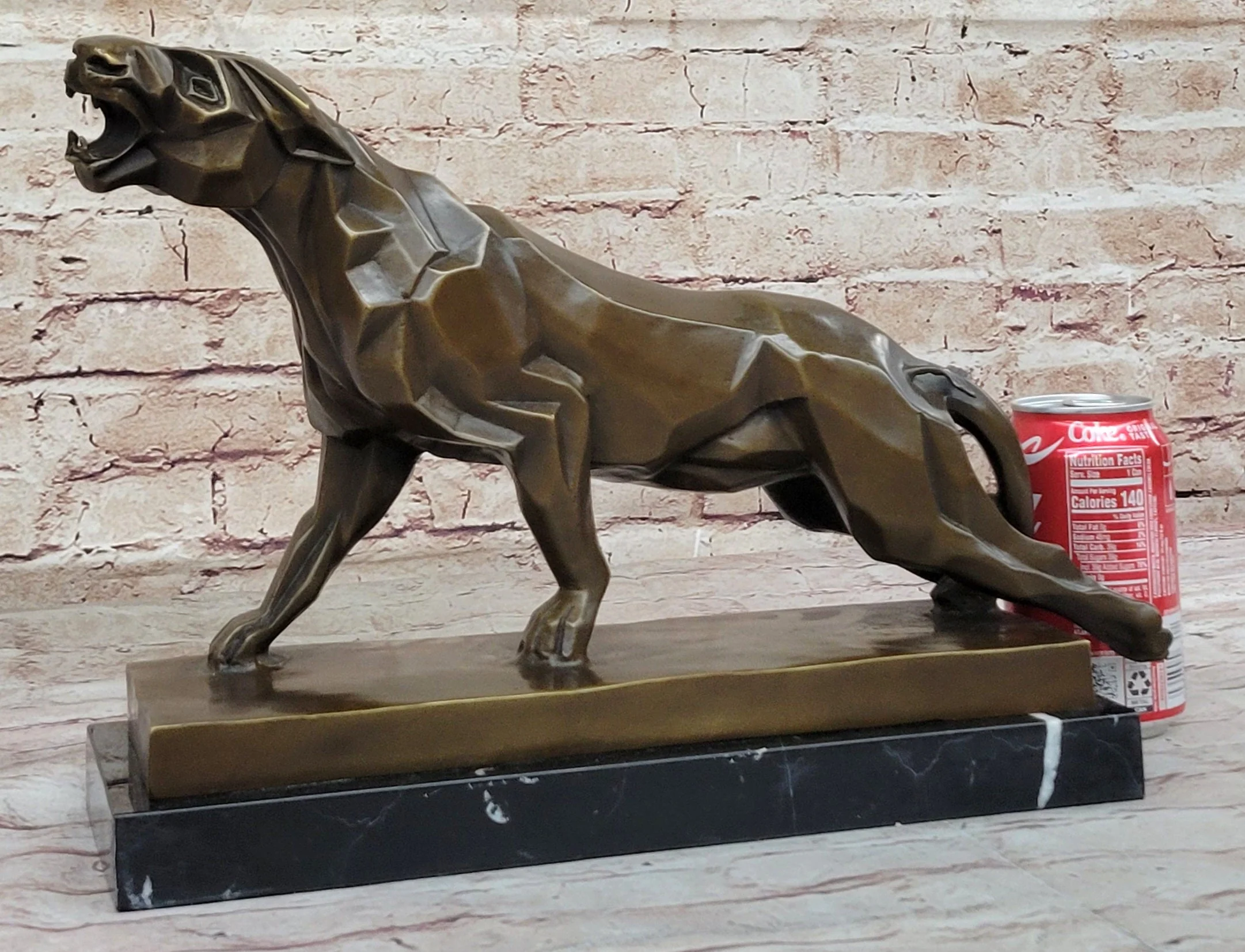 Henry Moore Modern Art Abstract Jaguar Panther Cougar Lion Bronze Sculpture - Image 2