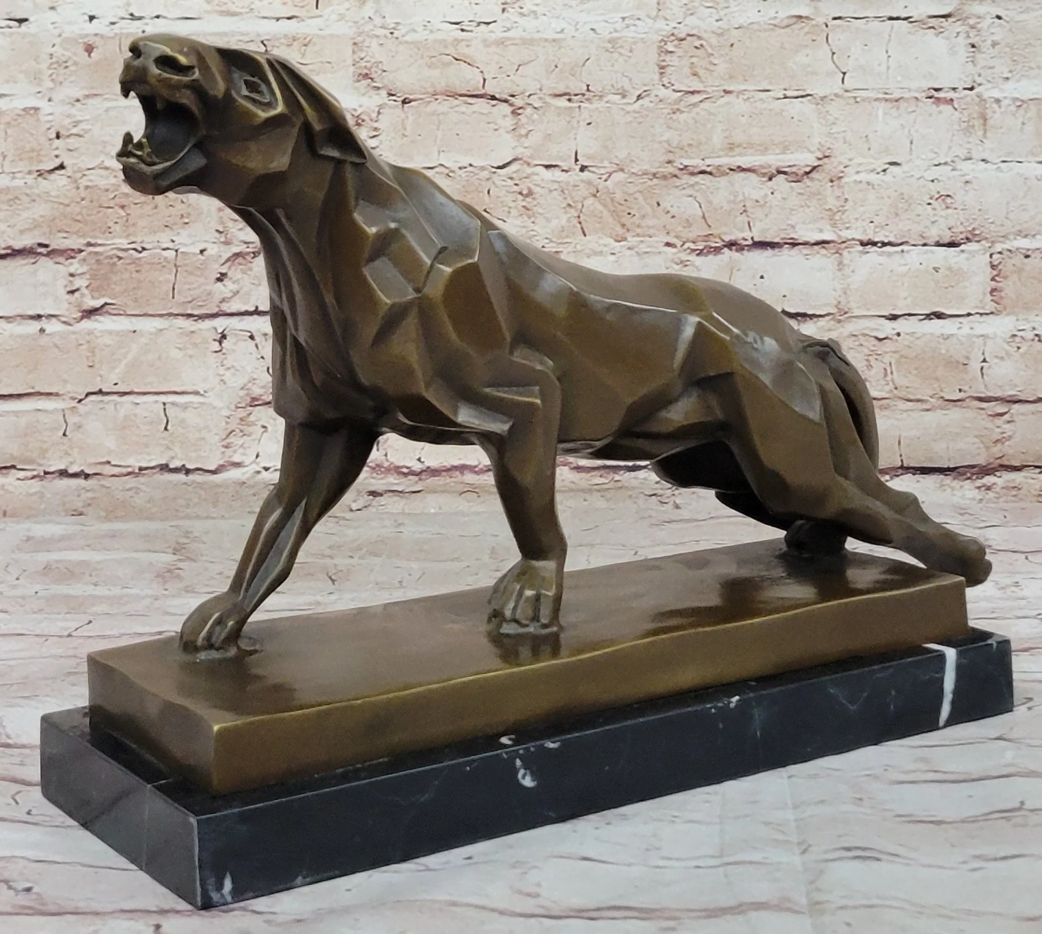 Henry Moore Modern Art Abstract Jaguar Panther Cougar Lion Bronze Sculpture - Image 3