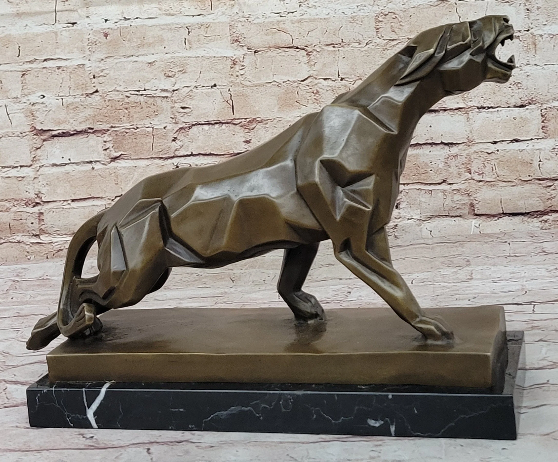 Henry Moore Modern Art Abstract Jaguar Panther Cougar Lion Bronze Sculpture - Image 4