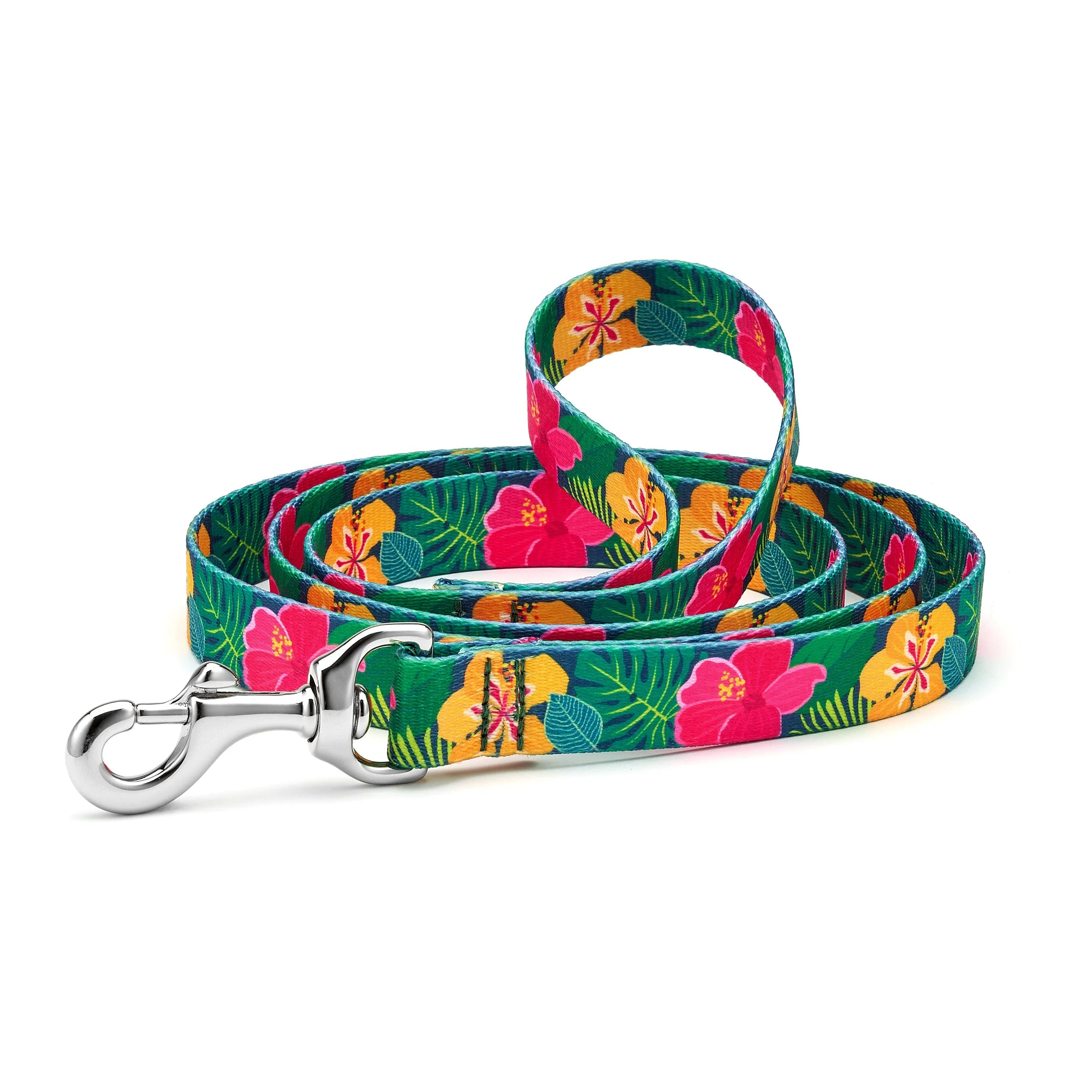 Up Country Hibiscus Printed Cast Brass Dog Leash