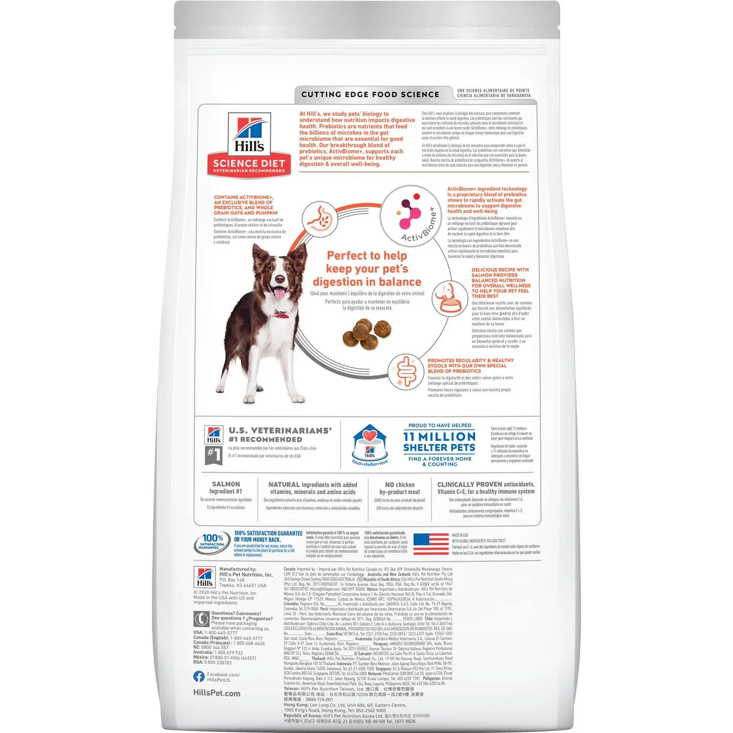 Hills Science Diet Adult Perfect Digestion Salmon, Whole Oats & Brown Rice Recipe Dry Dog Food Bag - Image 2