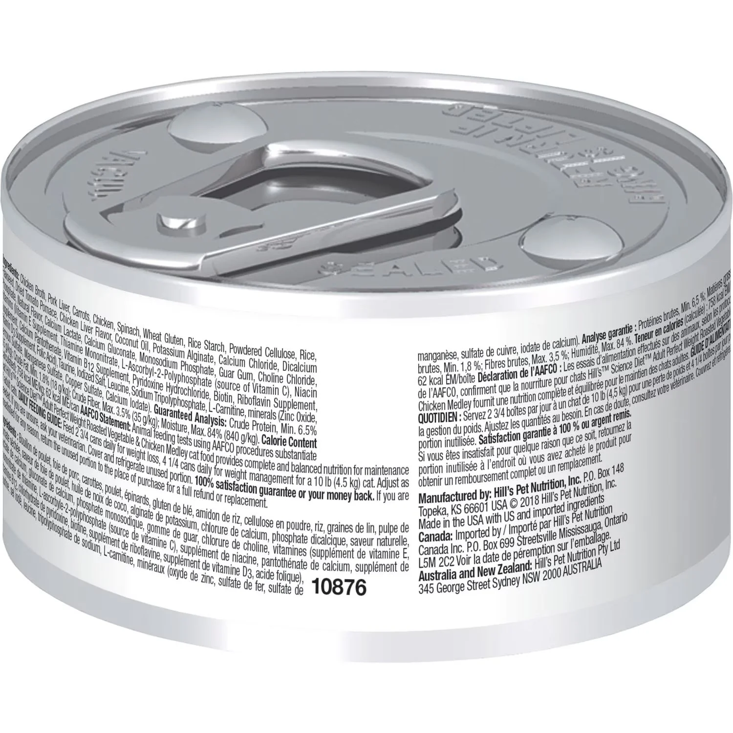 Hills Science Diet Perfect Weight Canned Cat Food, Roasted Vegetable & Chicken Medley (2.9oz) - Image 2