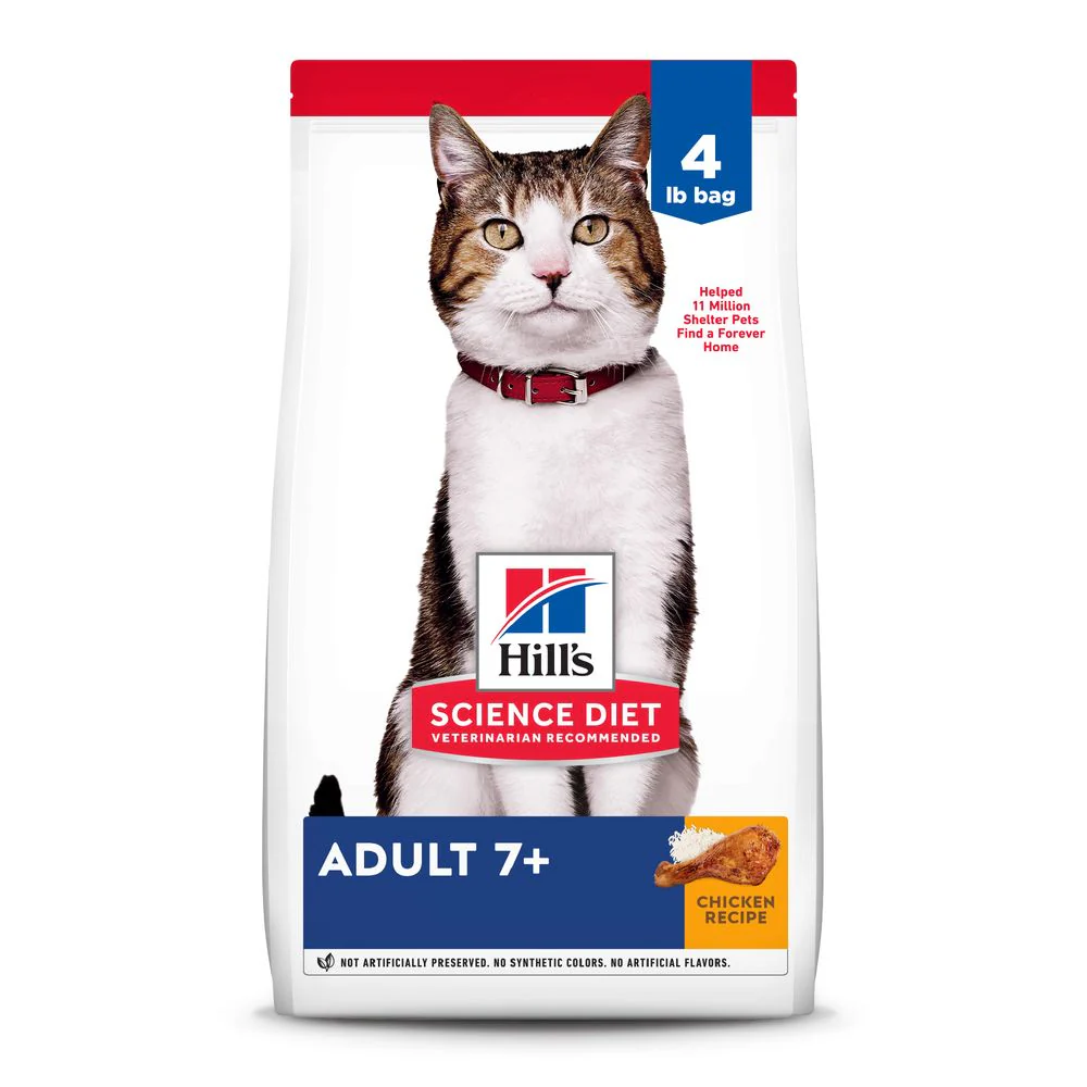 Hills Science Diet Senior 7+ Chicken Recipe Dry Cat Food (4lb)