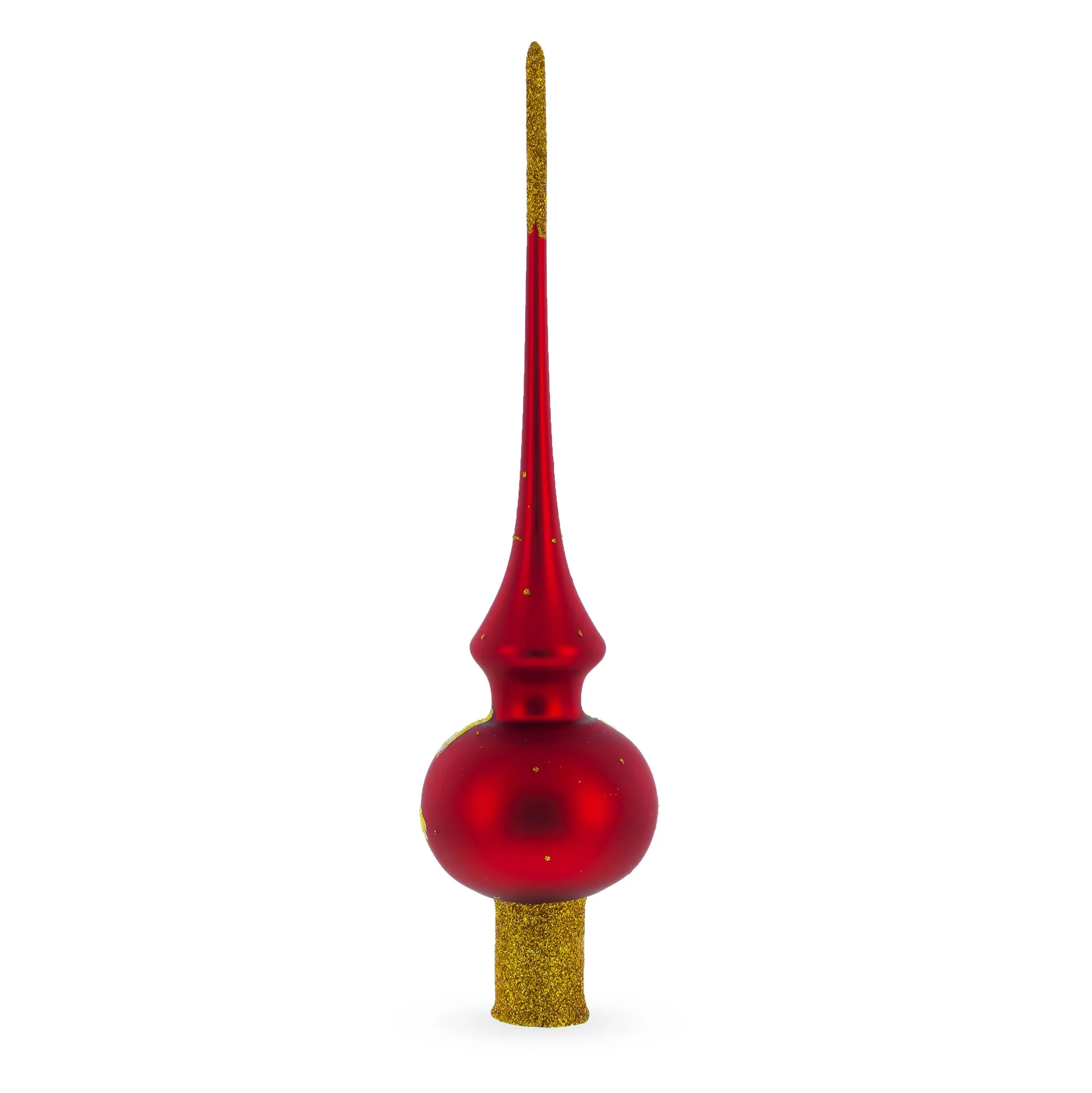Holy Family Nativity Scene on Red Glass Christmas Tree Topper 11 Inches - Image 3
