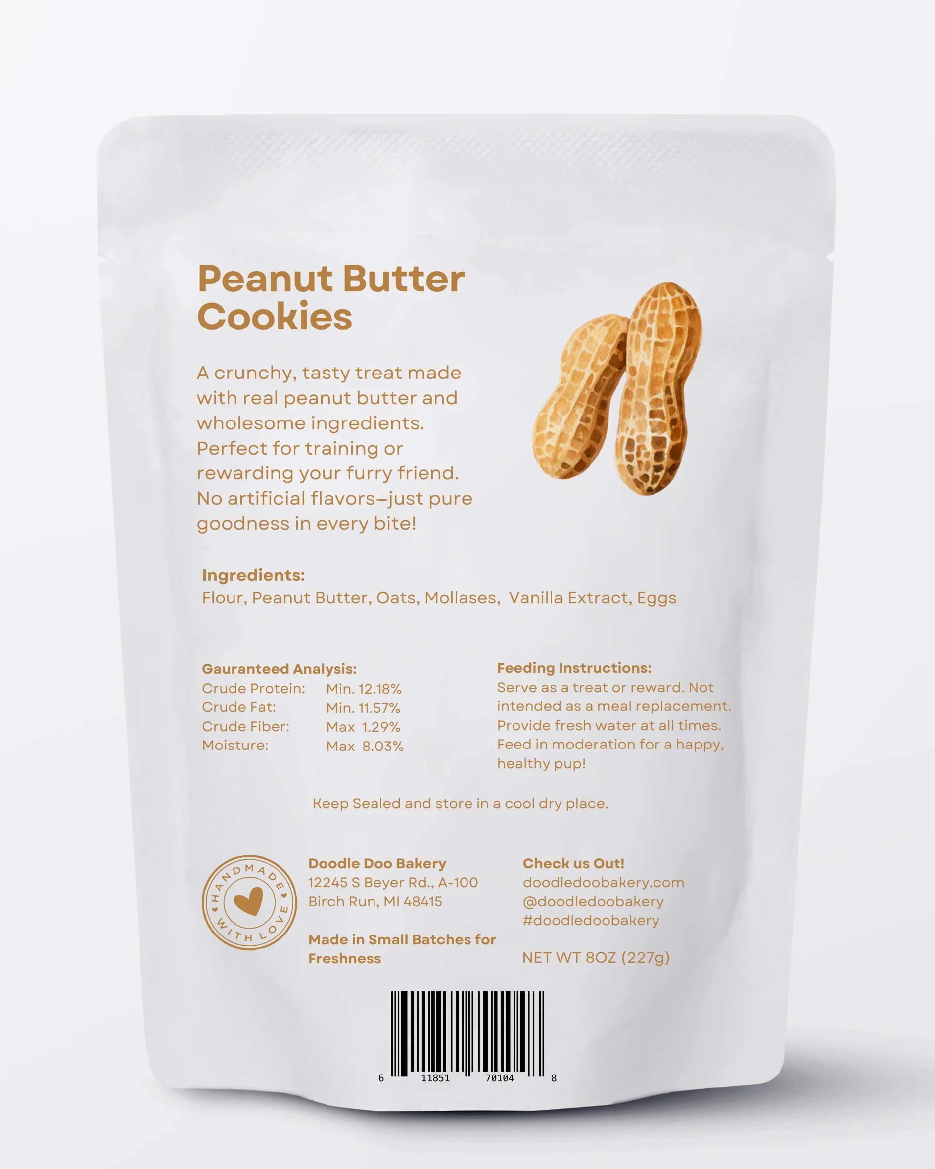 Homemade Dog Treats - 🥜 Peanut Butter Cookies Treat 1/2lb - Image 2