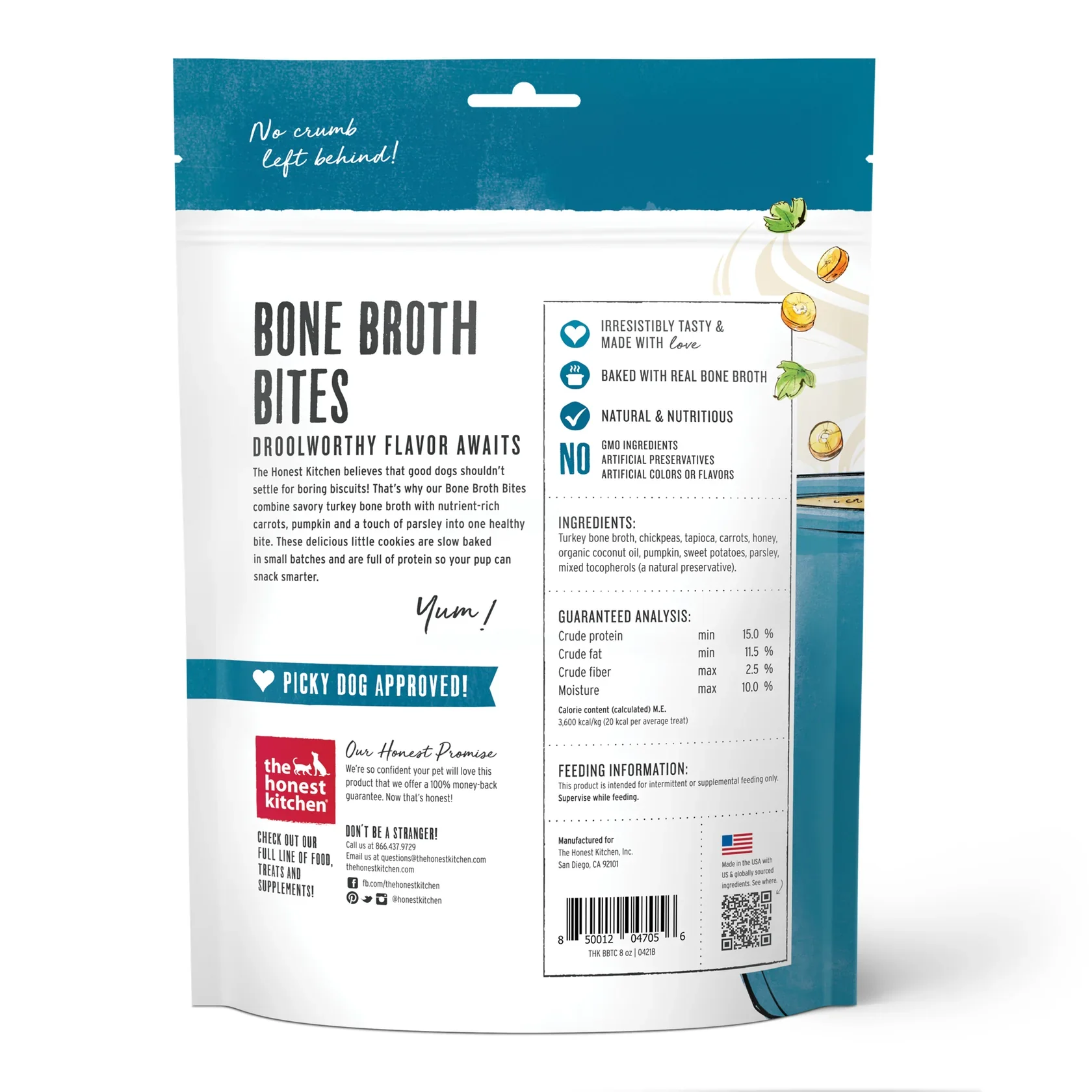 Honest Kitchen Bone Broth Bites Turkey and Pumpkin Dog Treats (8oz) - Image 2