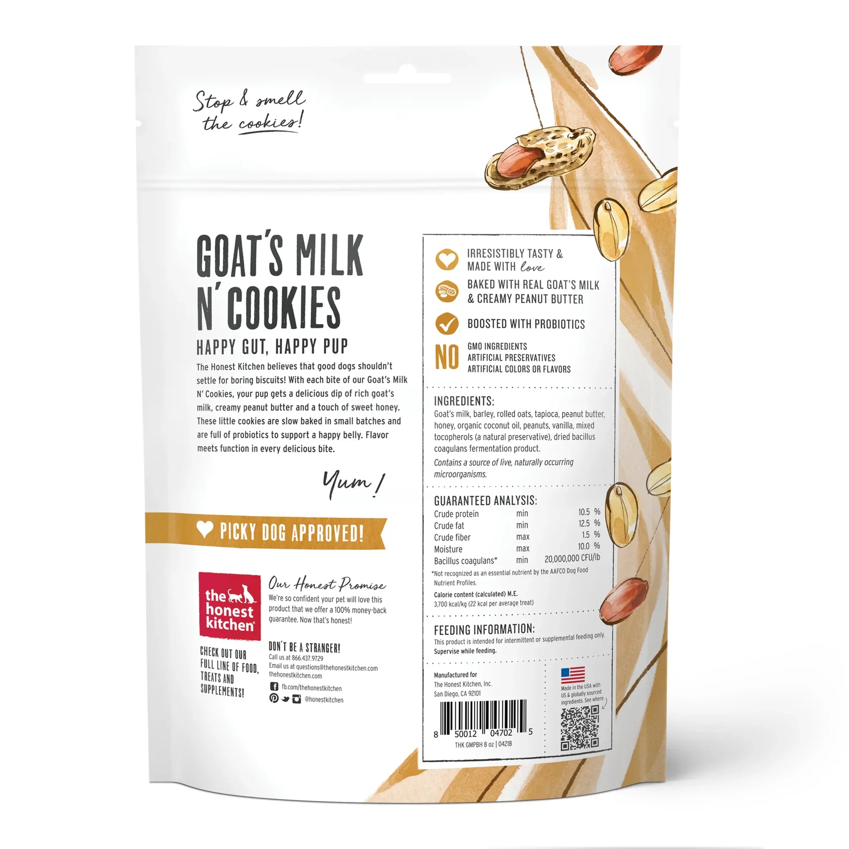 Honest Kitchen Goat Milk and Cookies Peanut Butter and Honey Dog Treats (8oz) - Image 2