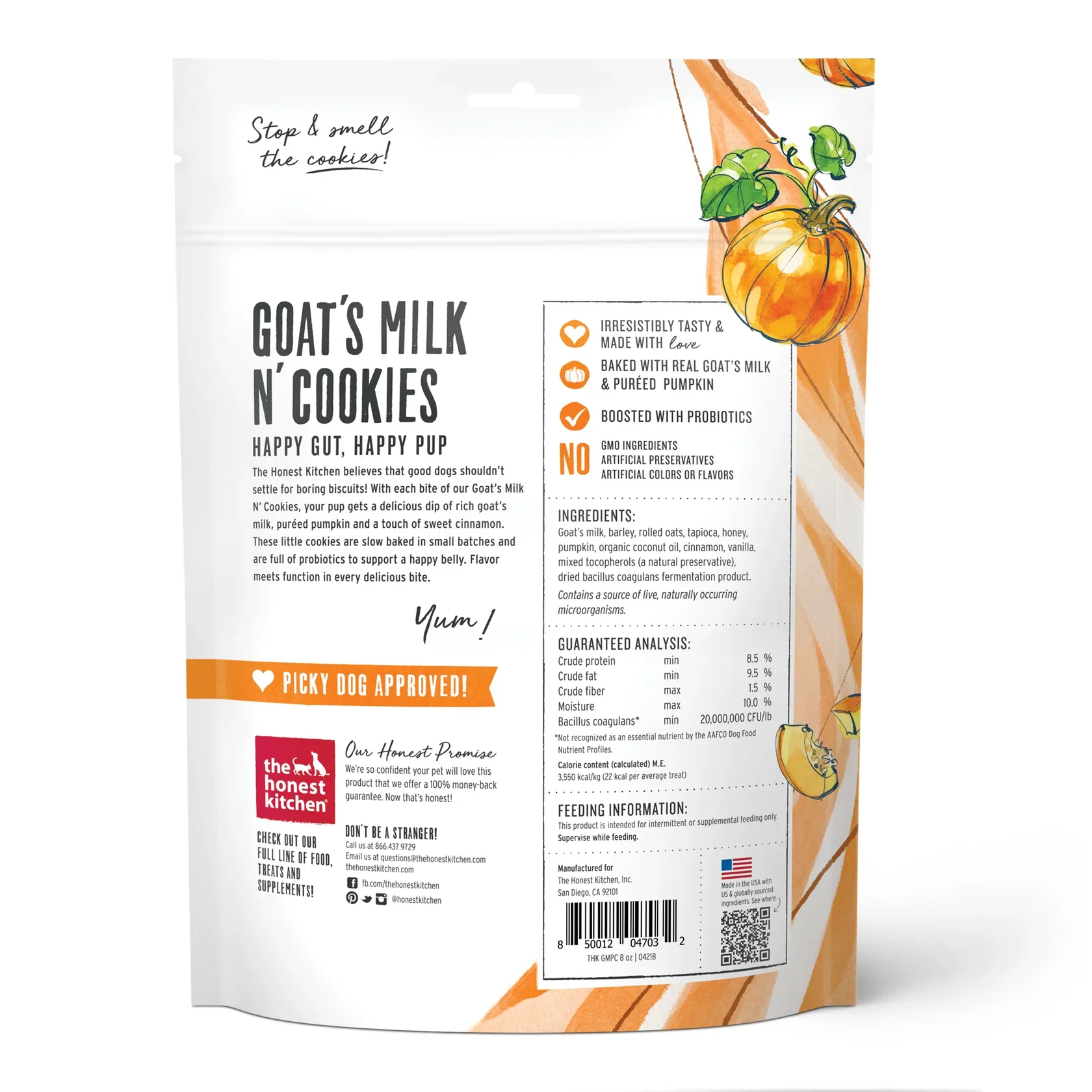 Honest Kitchen Goat Milk and Cookies Pumpkin and Cinnamon Dog Treats (8oz) - Image 2