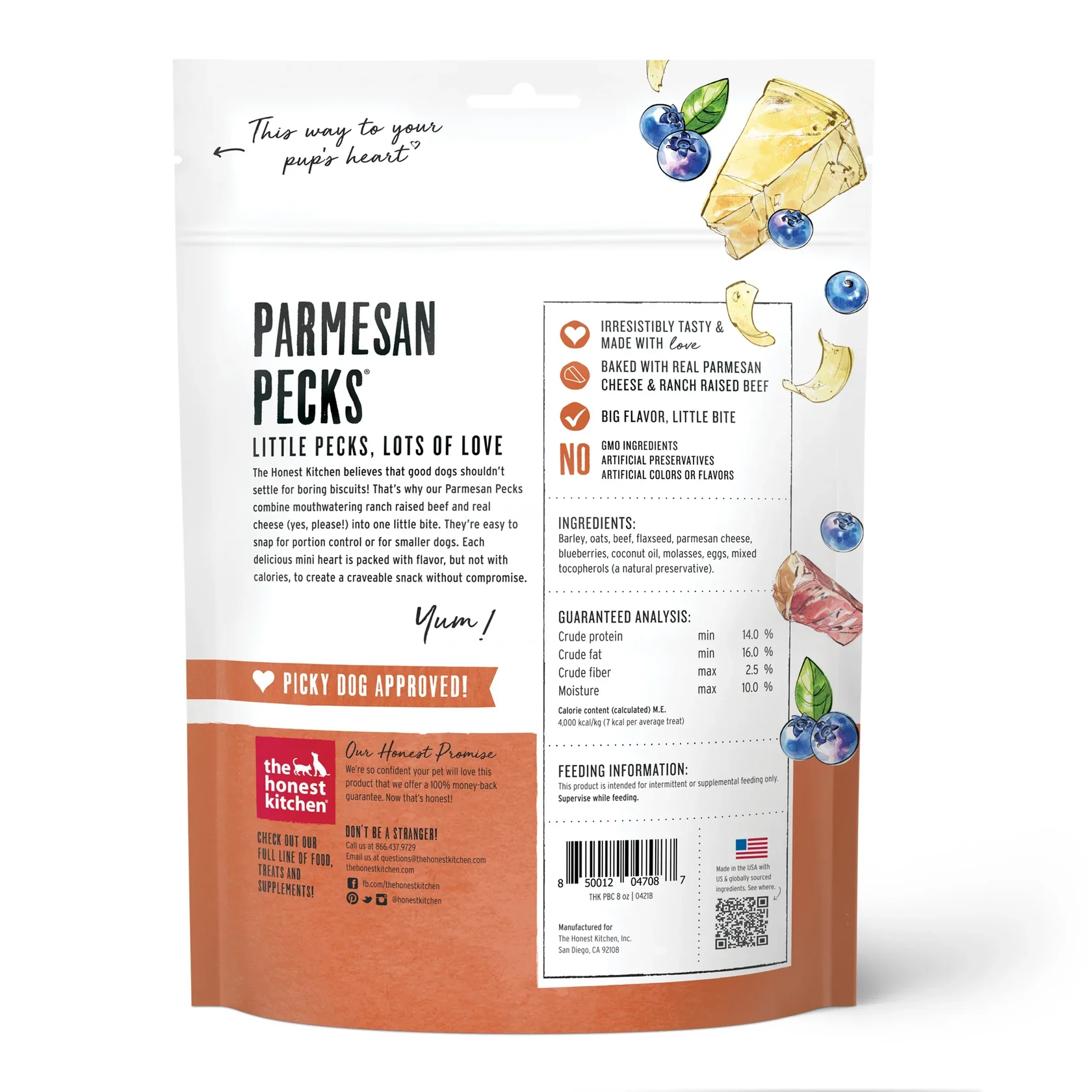 Honest Kitchen Parmesan Pecks Beef and Blueberry Dog Treats (8oz) - Image 2