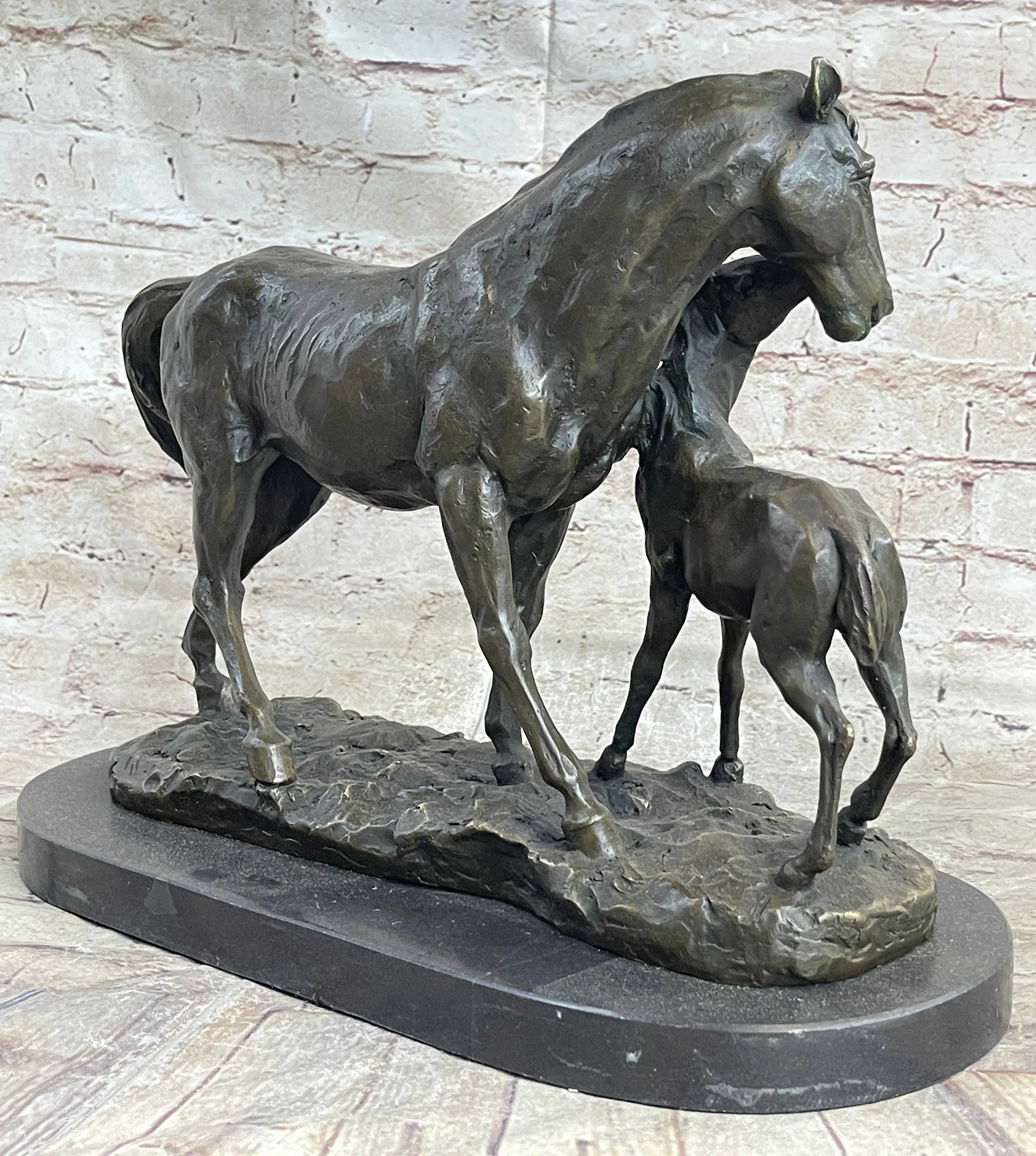 Horse & Foal Bronze Statue Sculpture Equestrian Stables Barn Decor Original Milo - Image 5