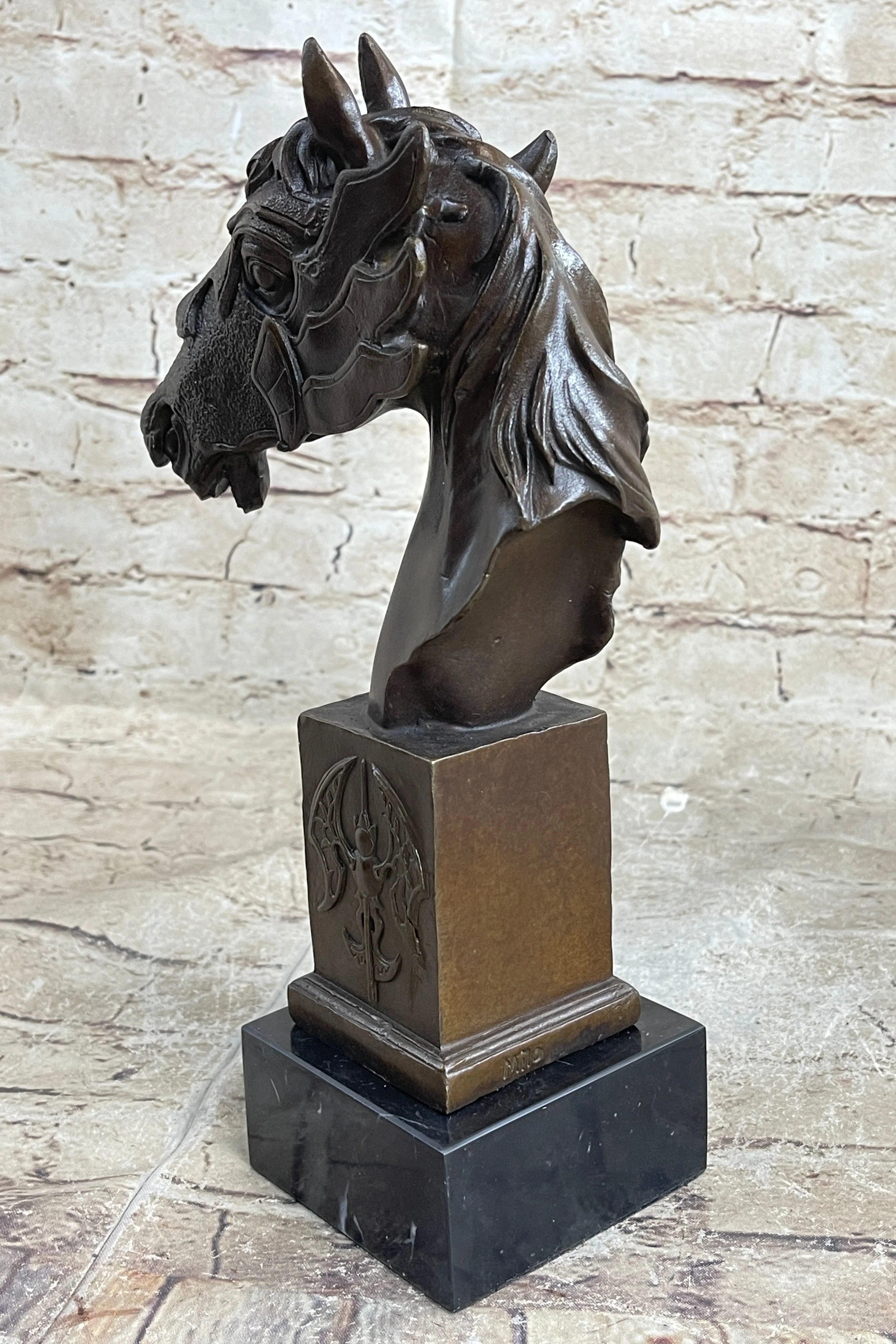 Horse Head Bronze Bust Statue Sculpture Figure Original Art Decor Equestrian 10.5" x 6" - Image 4