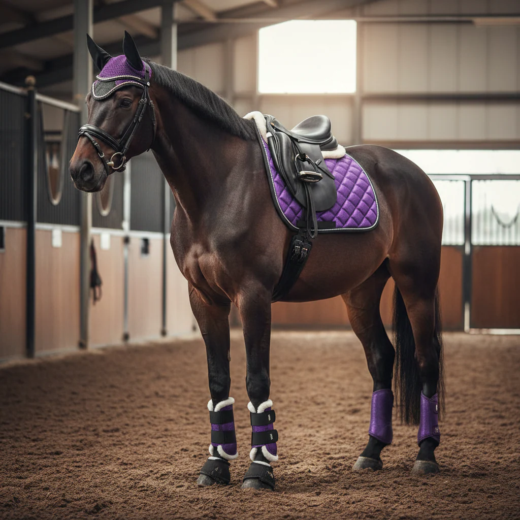 Horse Saddle Pad, Ear Bonnet & Horse Boot Set - Image 6