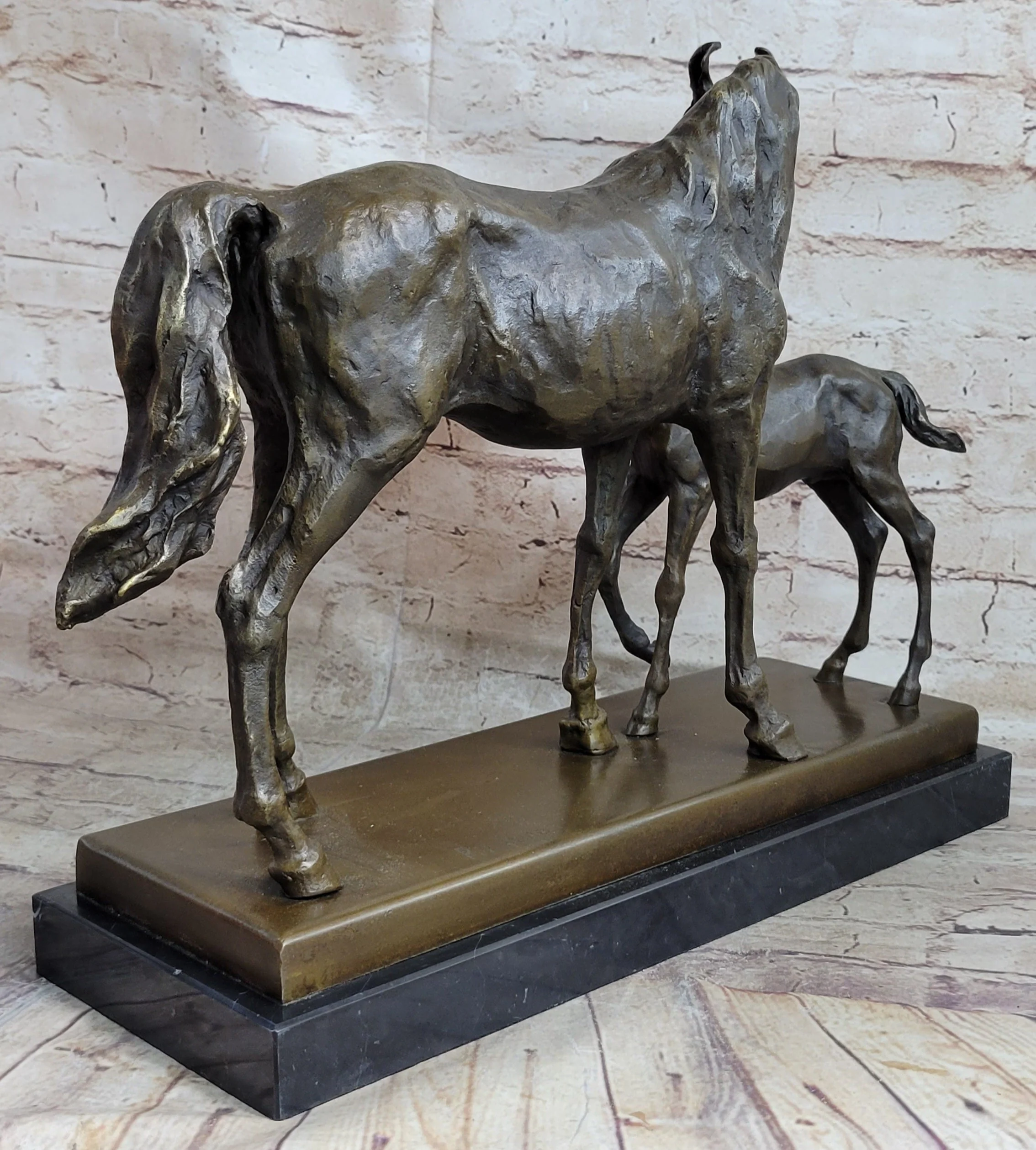 Horse W/ Foal Bronze Marble Figurine Statue By Mene Hot Cast Sculpture Figure - Image 4