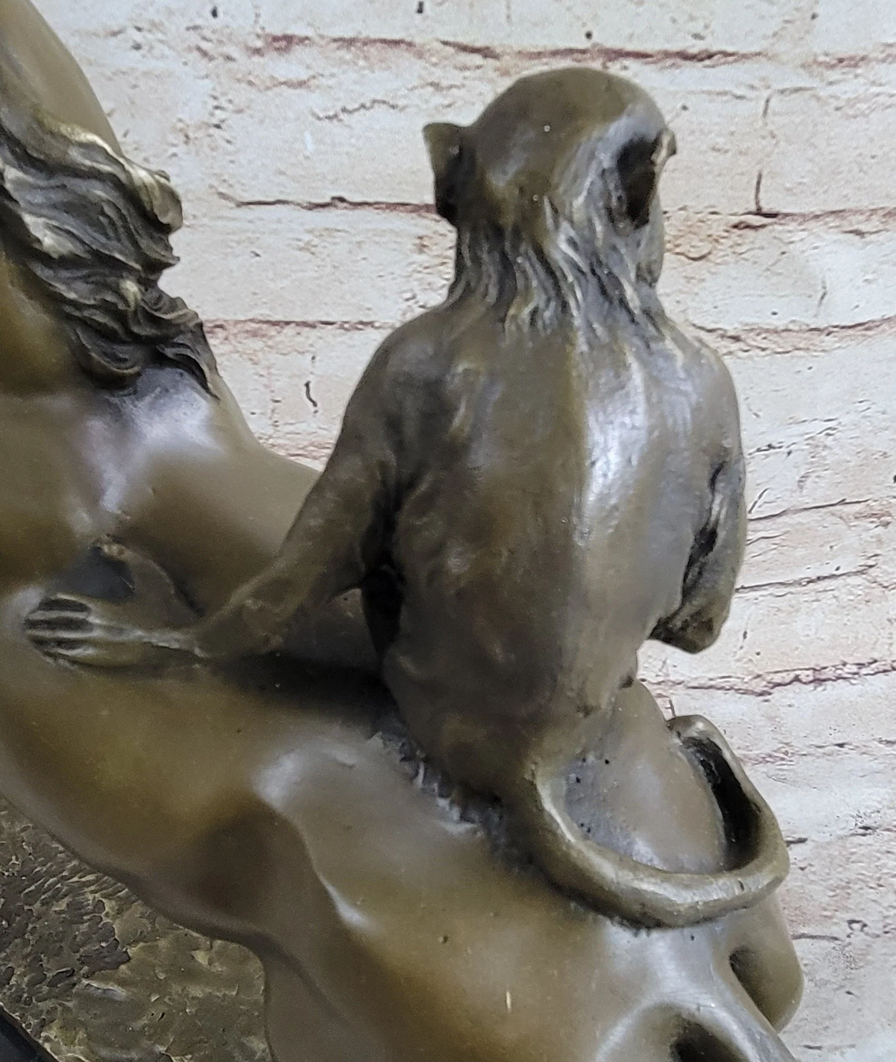 Horseback Monkey on My Back Riding Horse Bronze Statue Sculpture Figure by Milo 13" x 13" - Image 6