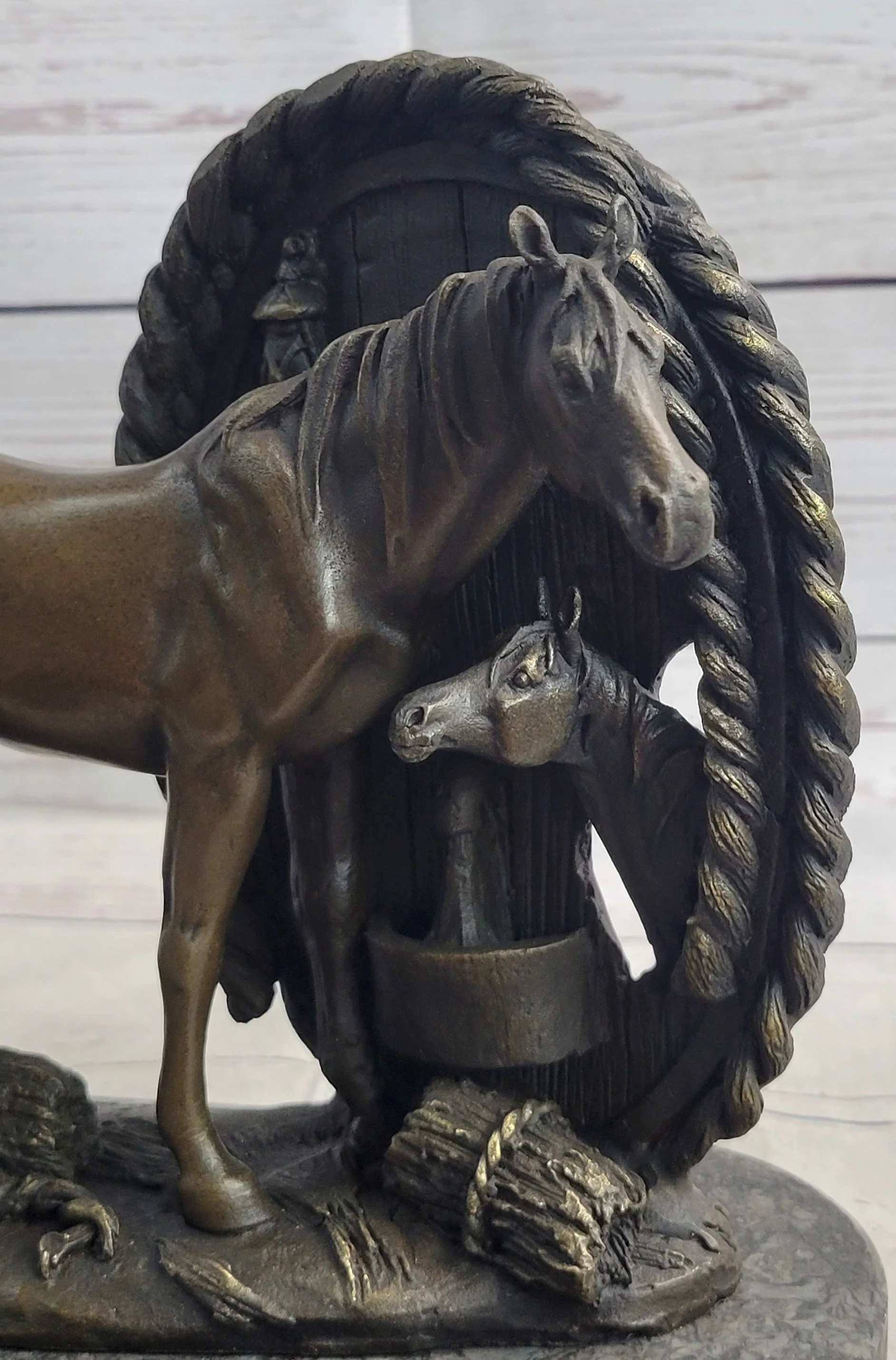 Horses Foal Equestrian Horse Lover Bronze Metal Sculpture Statue Figure Gift Decor Signed Art - Image 7
