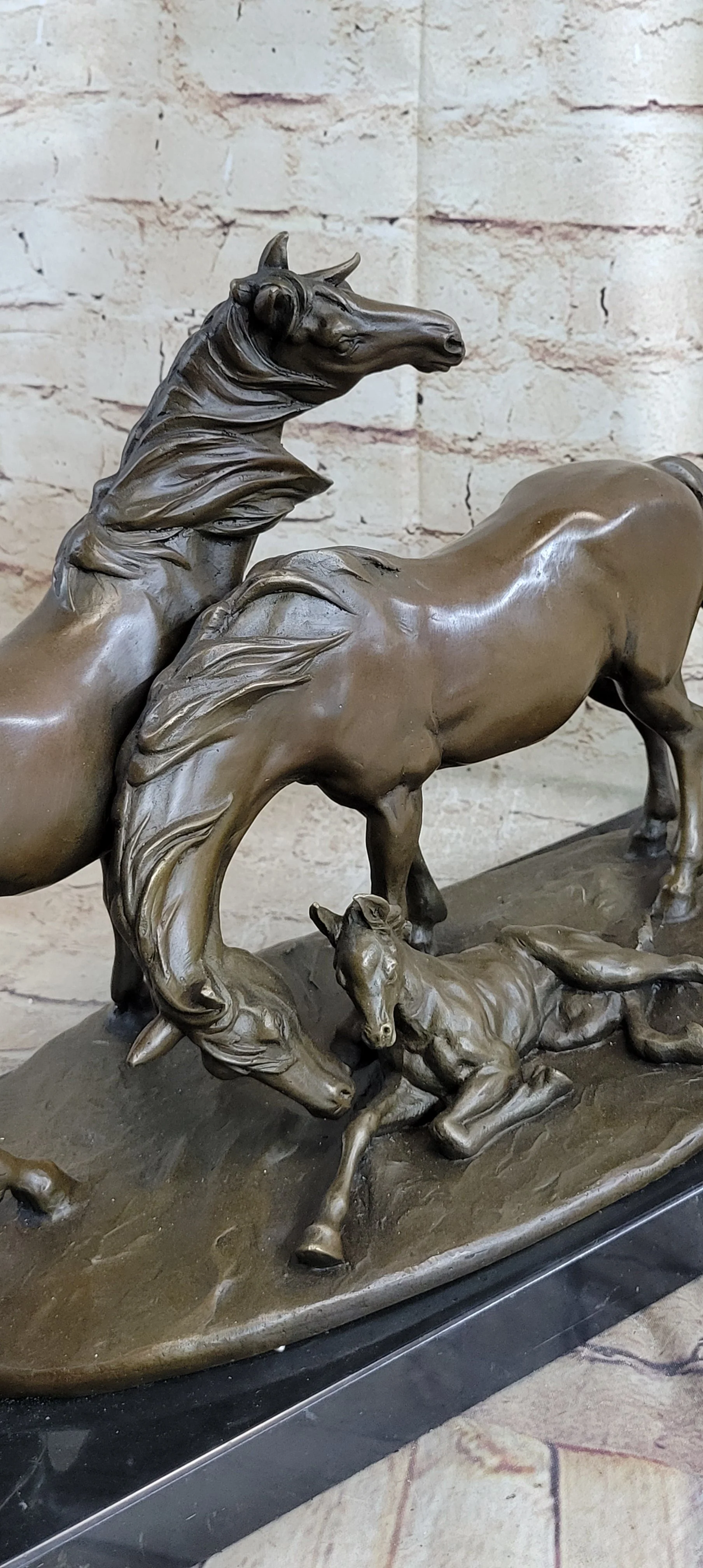 HORSES HARMONY STALLION BRONZE SCULPTURE STATUE HOT CAST MARBLE BASE FIGURINE SA - Image 5