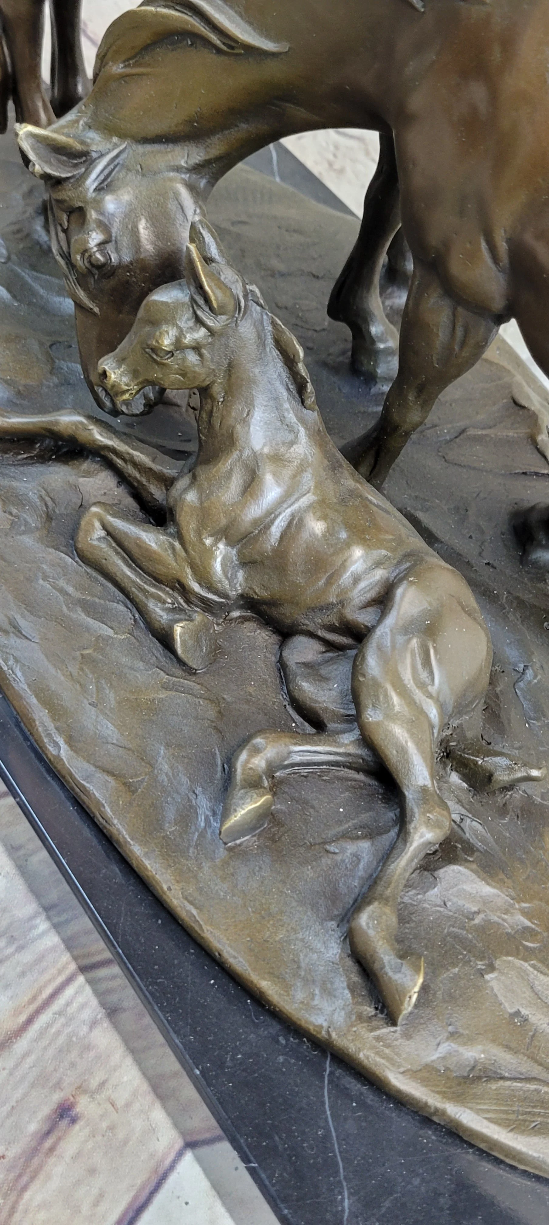 HORSES HARMONY STALLION BRONZE SCULPTURE STATUE HOT CAST MARBLE BASE FIGURINE SA - Image 6