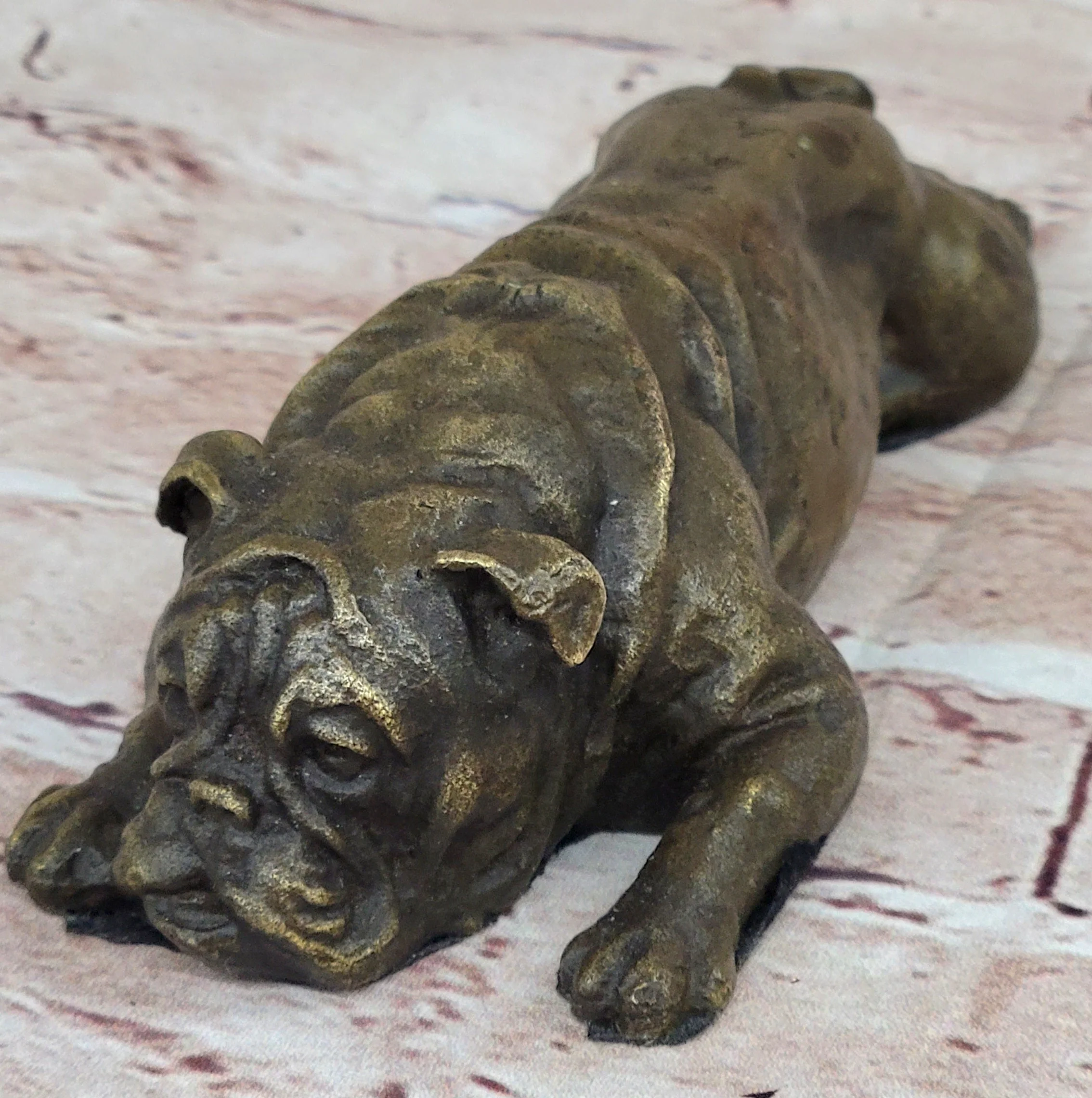 Hot Cast Bronze Bulldog Cute Puppy Pet Original Art Collectible Dog Art - Image 3