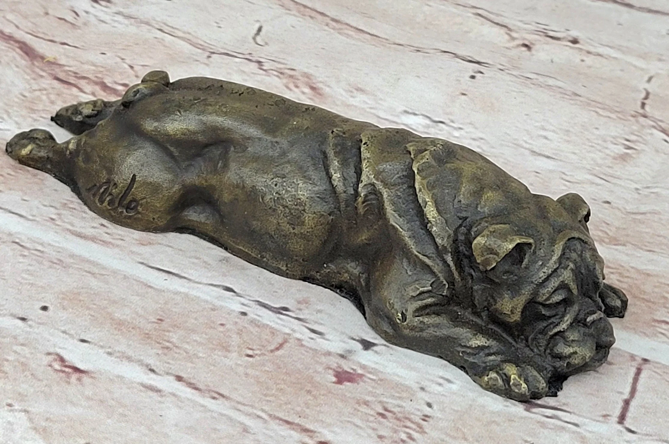 Hot Cast Bronze Bulldog Cute Puppy Pet Original Art Collectible Dog Art - Image 4