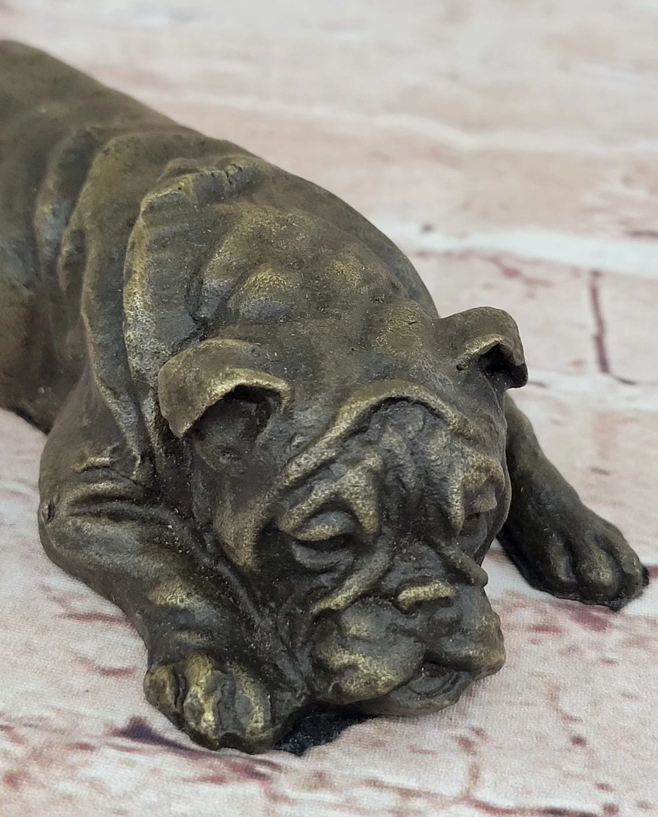 Hot Cast Bronze Bulldog Cute Puppy Pet Original Art Collectible Dog Art - Image 5