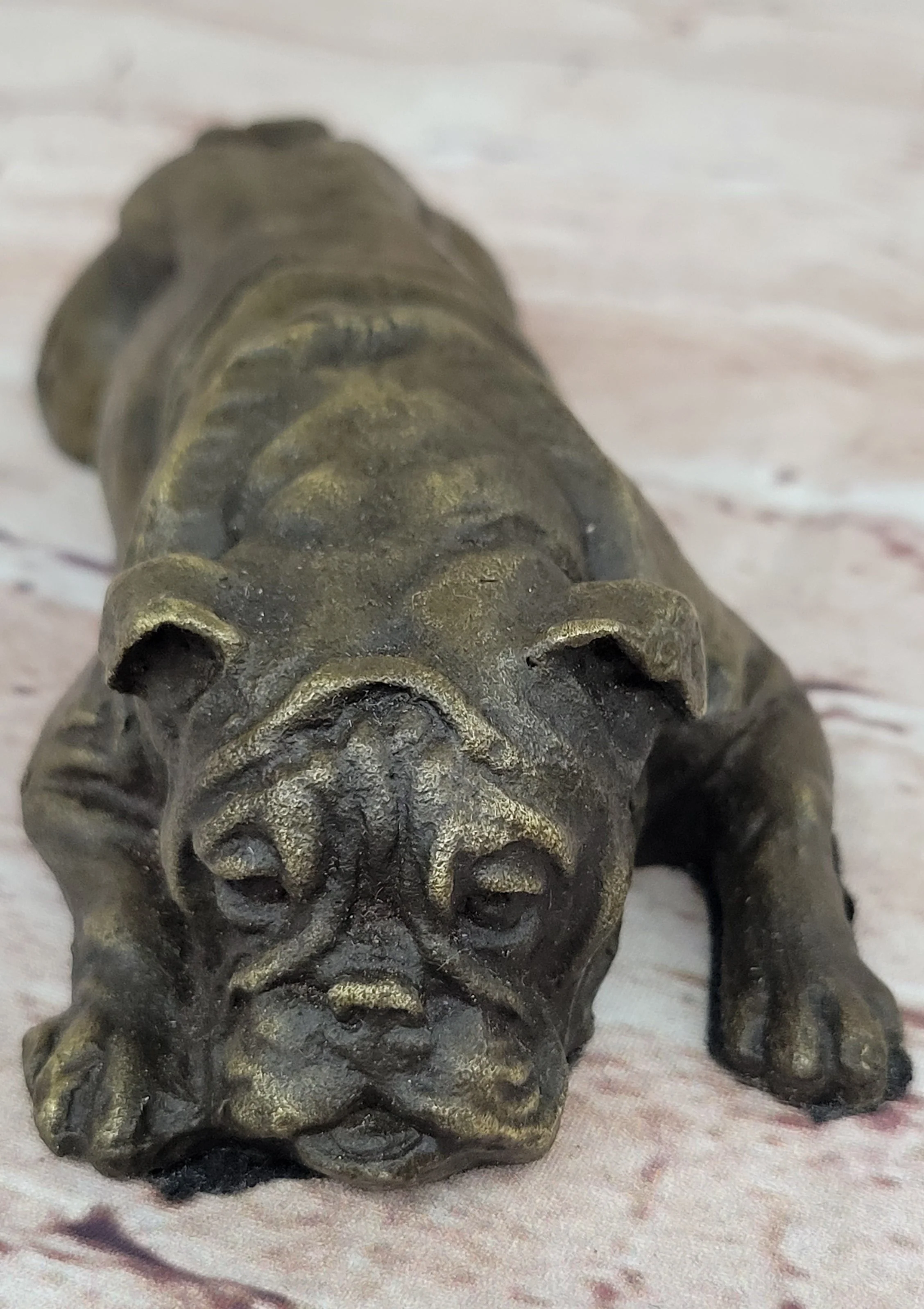 Hot Cast Bronze Bulldog Cute Puppy Pet Original Art Collectible Dog Art - Image 6