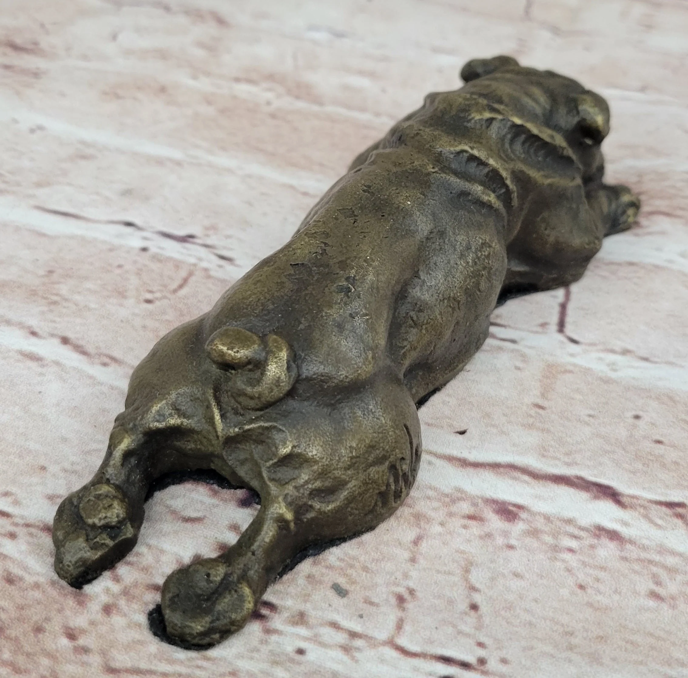 Hot Cast Bronze Bulldog Cute Puppy Pet Original Art Collectible Dog Art - Image 9