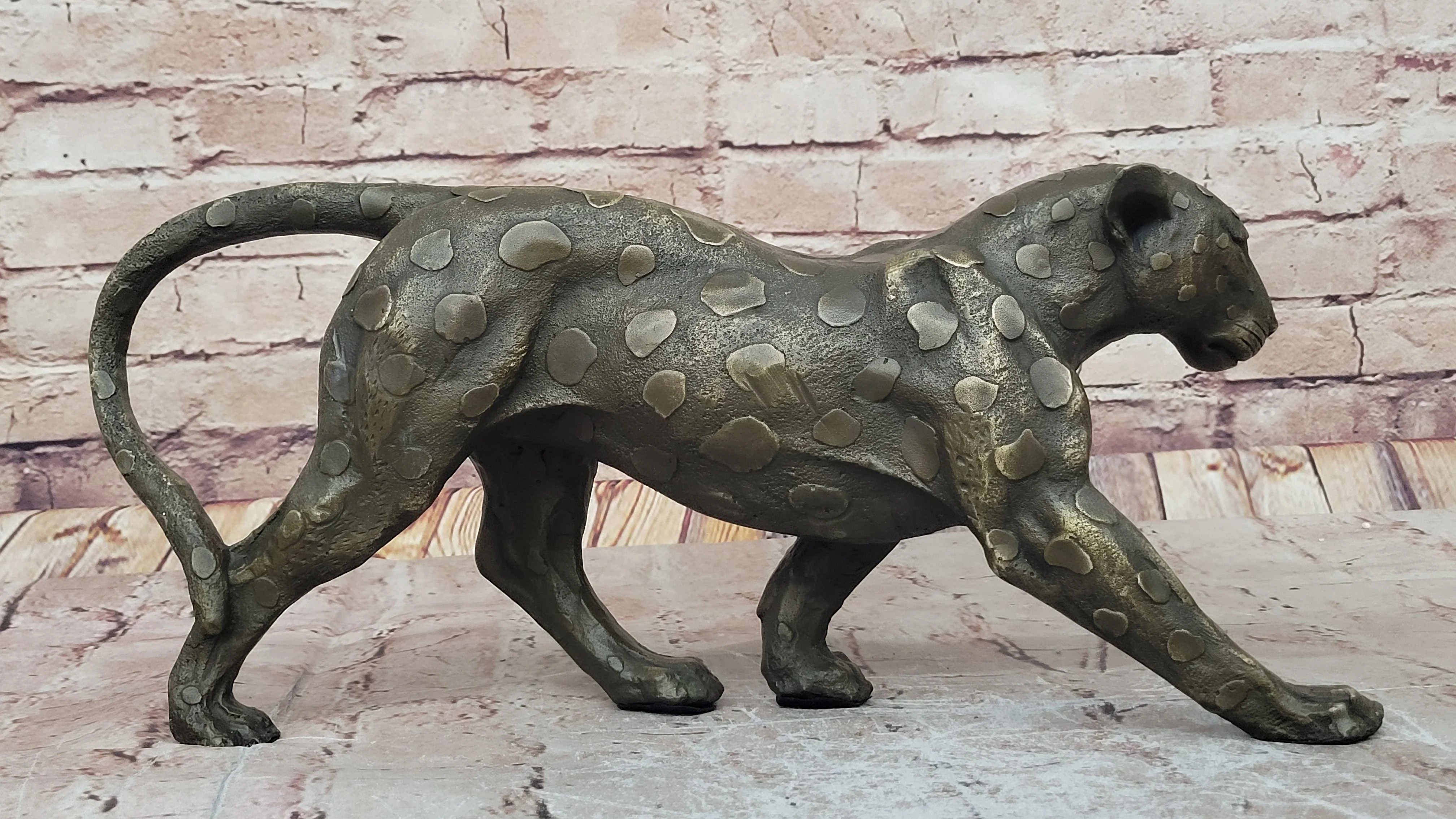 Hot Cast Bronze Cheetah Cat Figurine Sculpture Statue Decor - Image 4