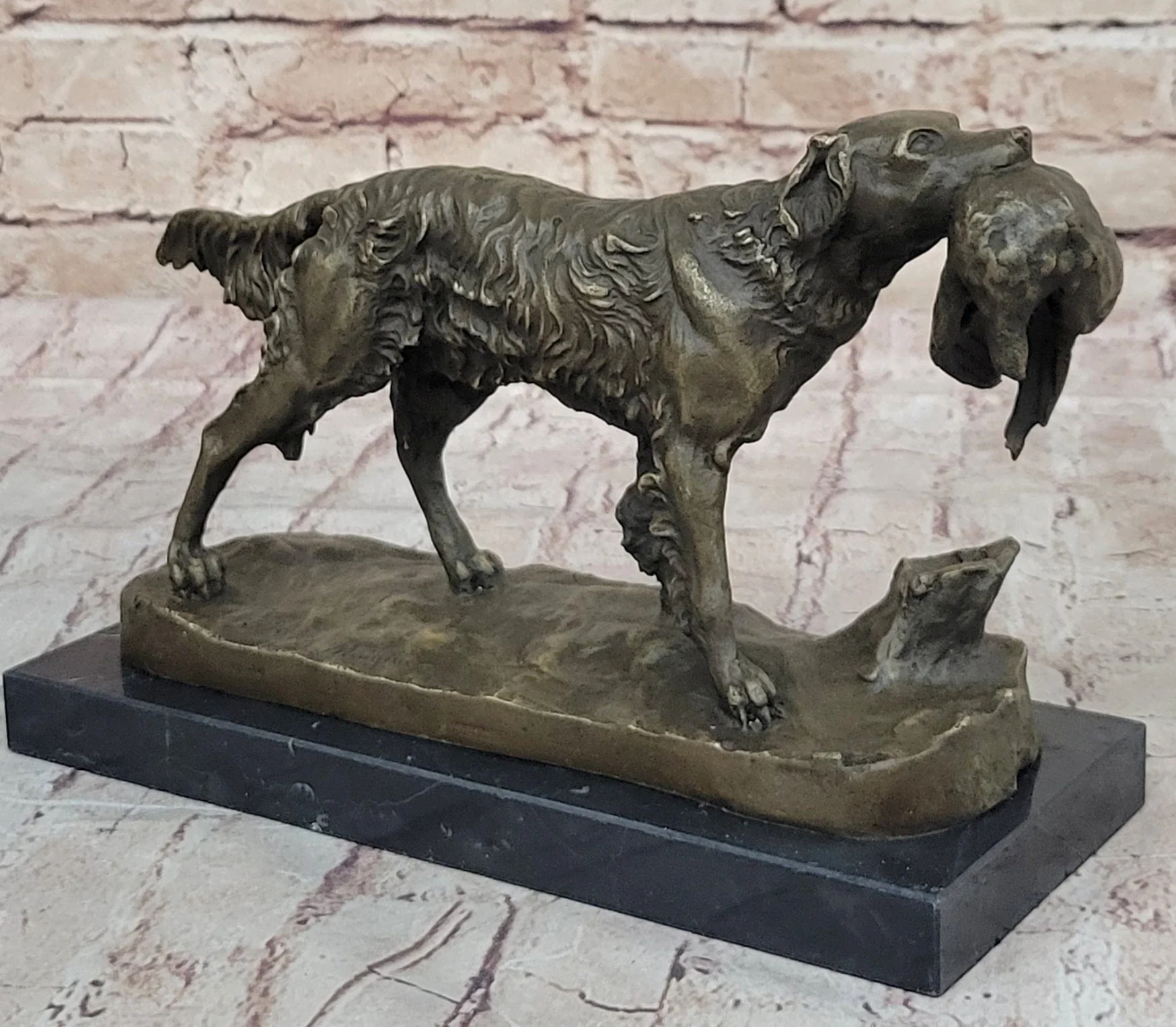 Hot Cast Bronze Golden Retriever Hunting Dog w/ Quail Statue Sculpture Art Decor - Image 4
