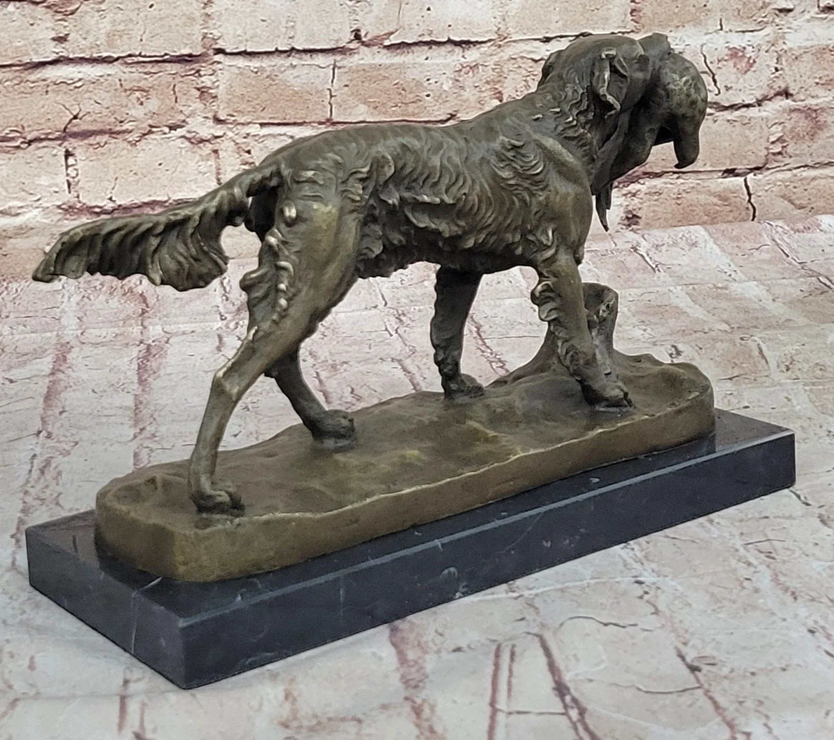 Hot Cast Bronze Golden Retriever Hunting Dog w/ Quail Statue Sculpture Art Decor - Image 5