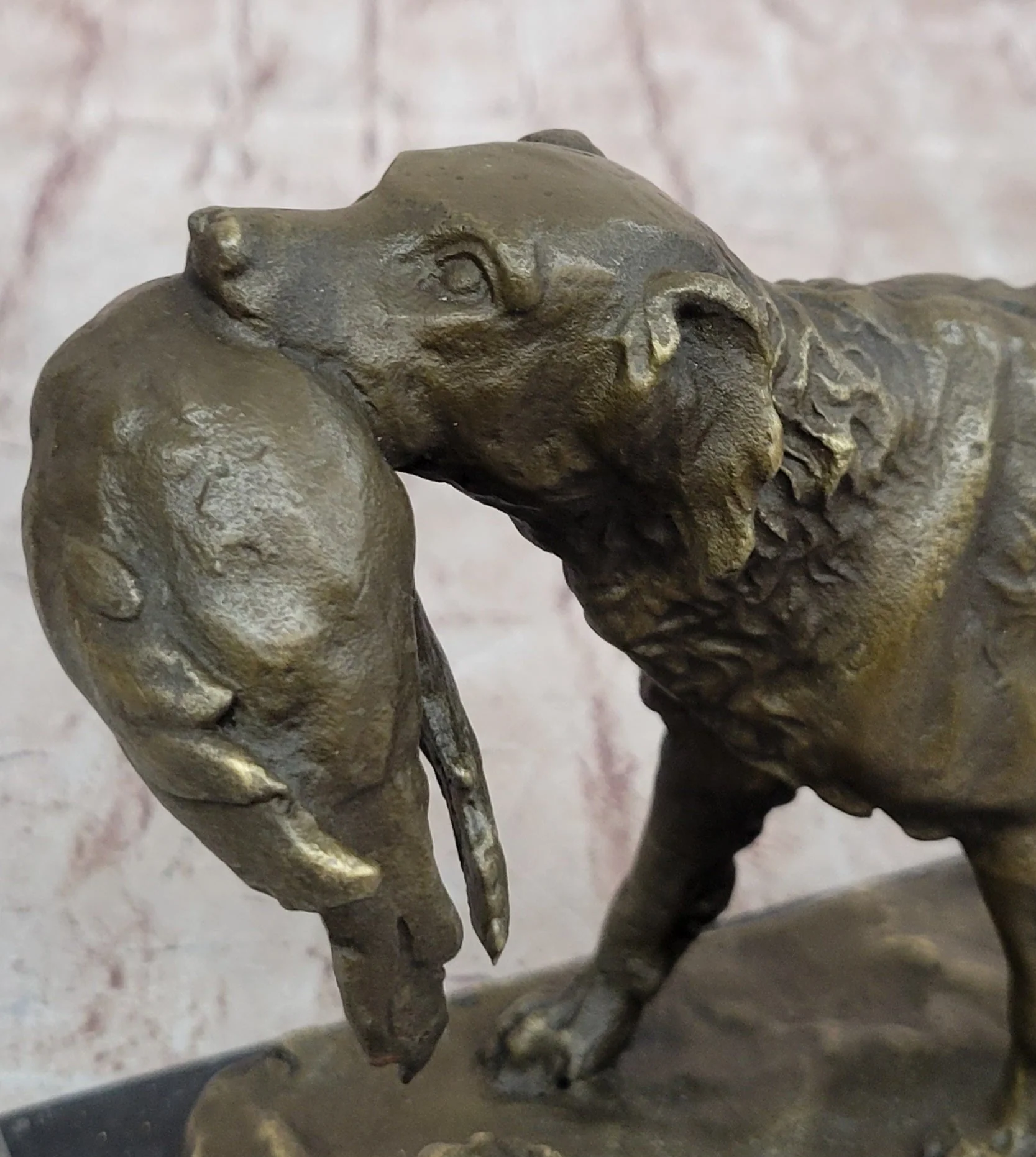 Hot Cast Bronze Golden Retriever Hunting Dog w/ Quail Statue Sculpture Art Decor - Image 7