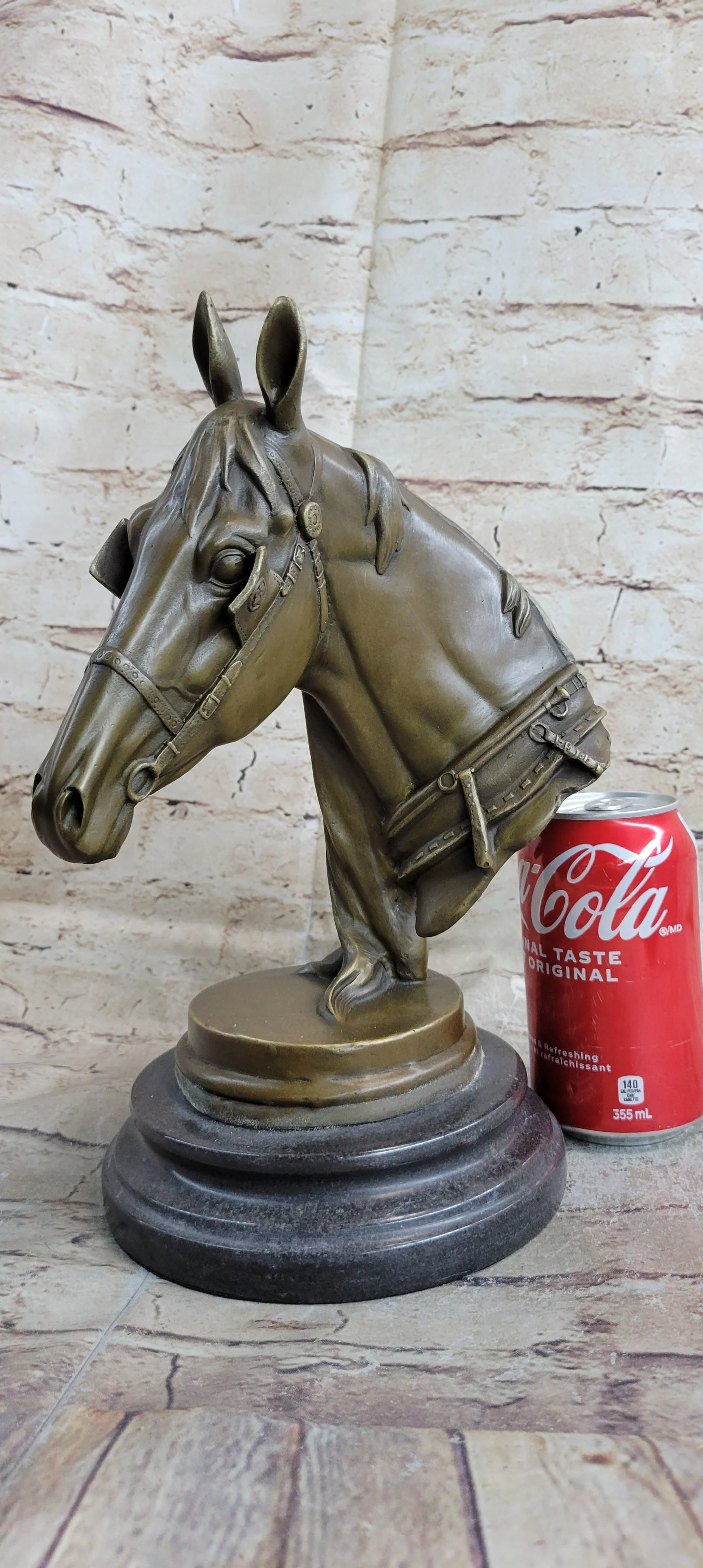 Hot Cast Bronze Horses Head Sculpture Marble Statue Figurine Barye Home Decor Art - Image 2