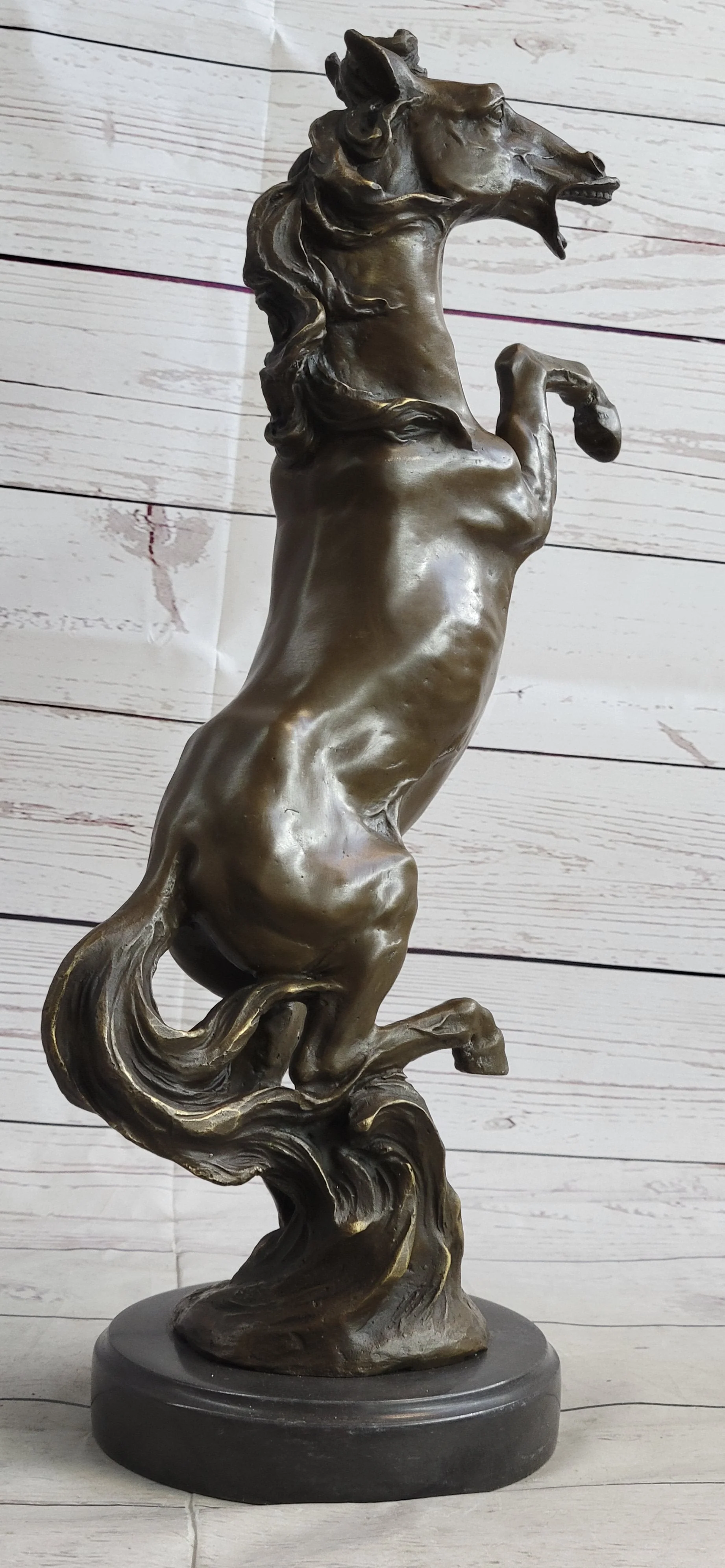 Hot Cast Bronze Rearing Stallion Horse Bronco Western Decor Signed Art Sculpture Statue - Image 5