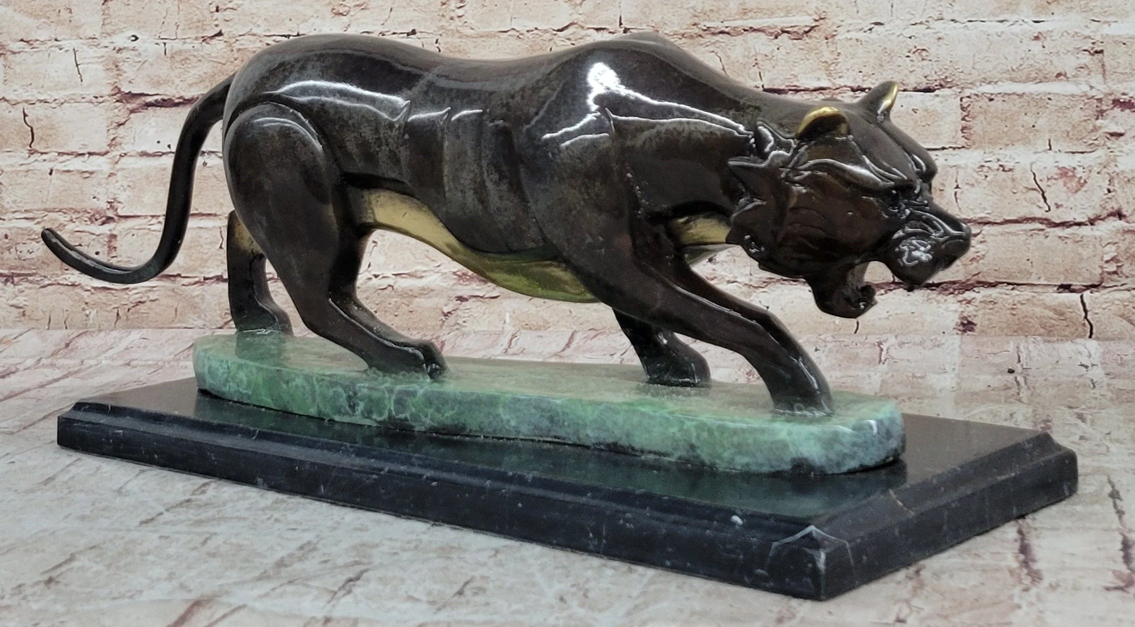 Hot Cast Bronze Sculpture of Cougar Mountain Lion Panther w/ Special Patina Finish - Image 4