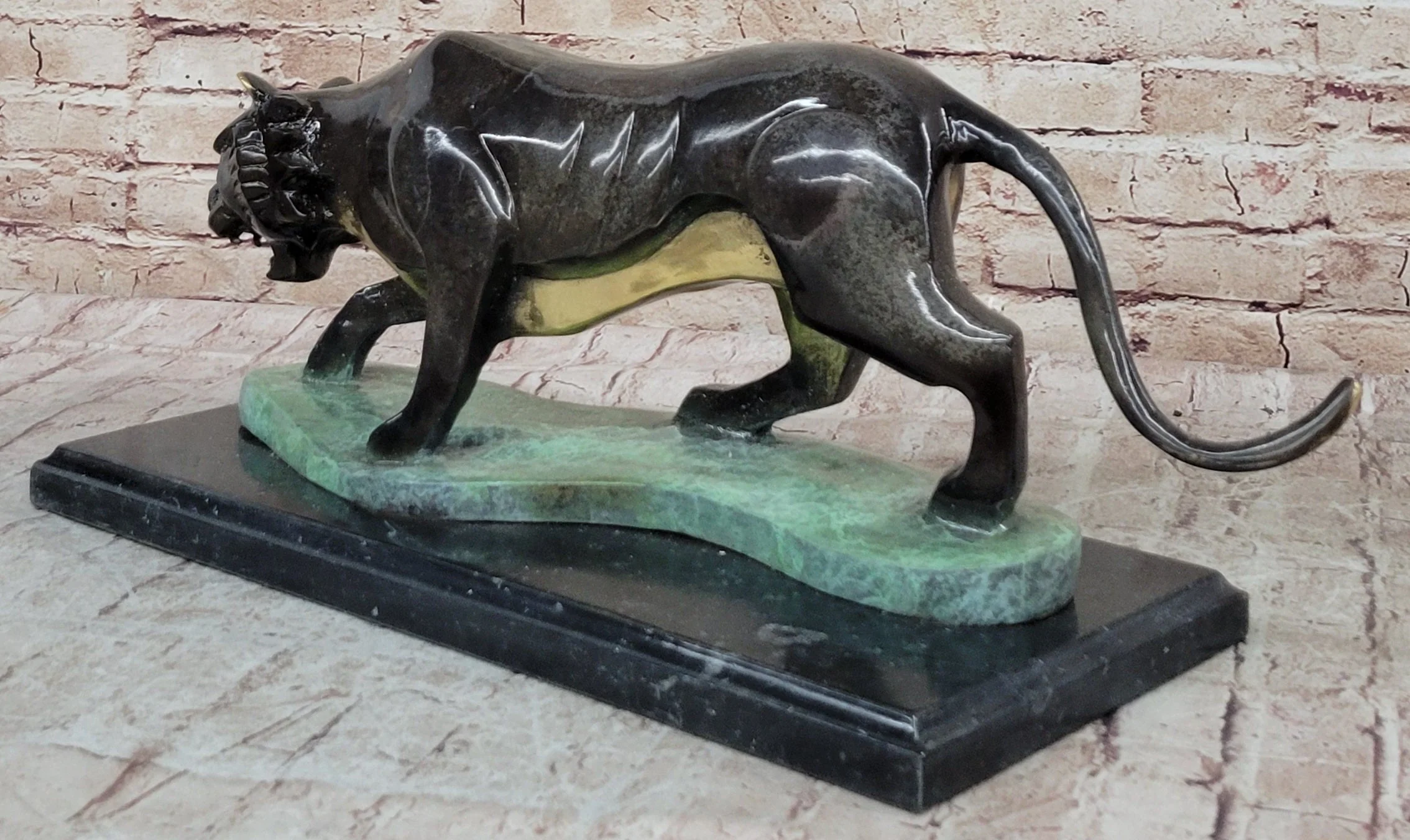 Hot Cast Bronze Sculpture of Cougar Mountain Lion Panther w/ Special Patina Finish - Image 6