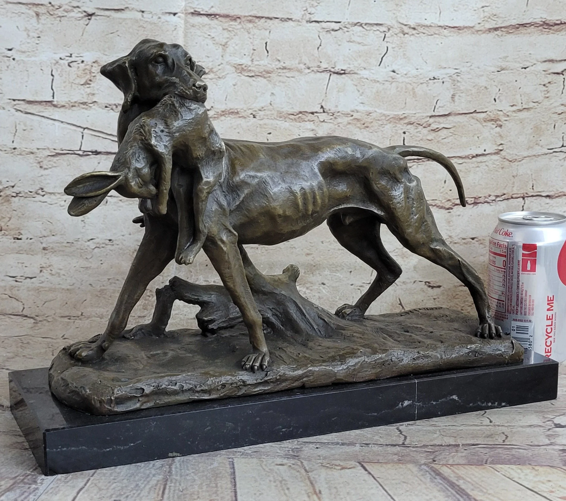 Hot Cast Bronze Sculpture of Hunting Dog Retriever with Rabbit in Mouth - Image 2