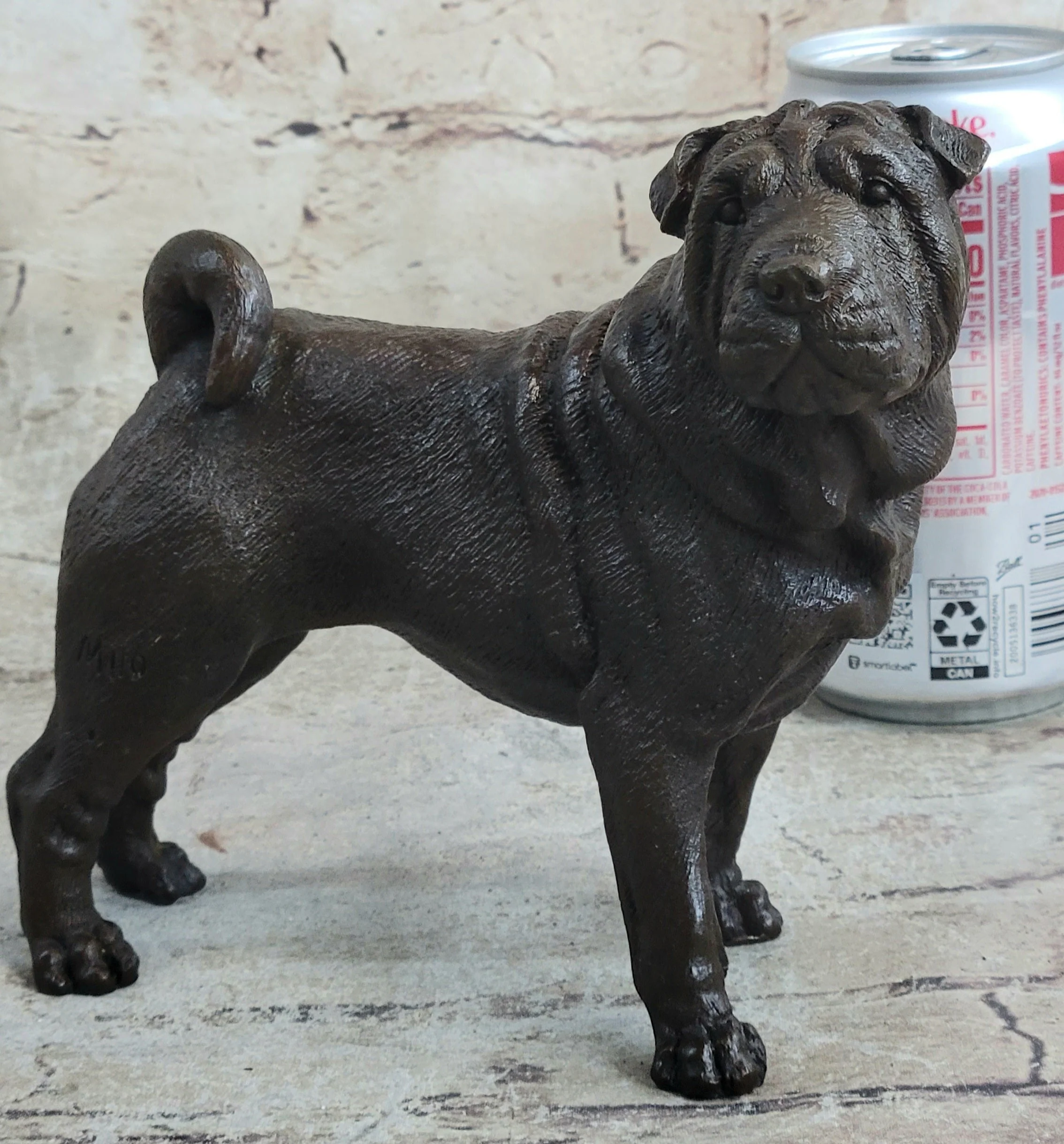 Hot Cast Bronze Shar Pei Dog Sculpture Statue Figurine Original Art - Image 2