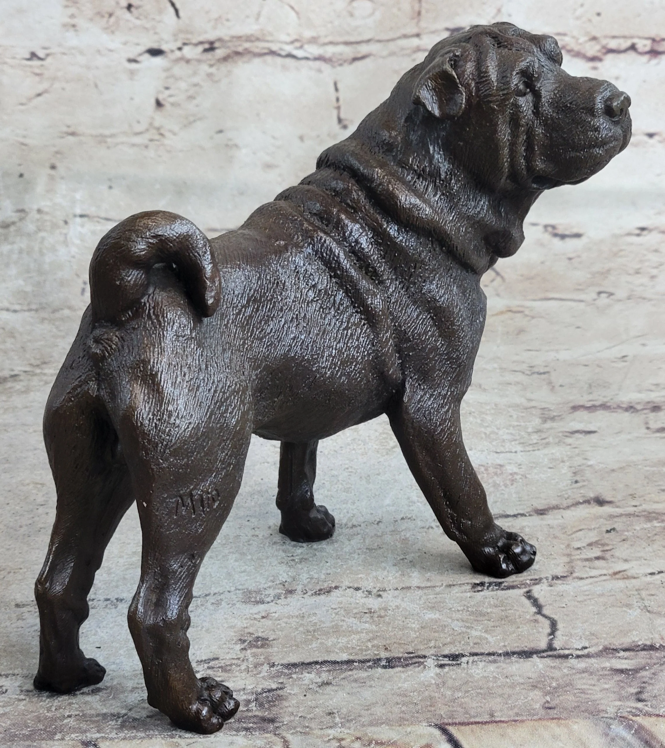 Hot Cast Bronze Shar Pei Dog Sculpture Statue Figurine Original Art - Image 5