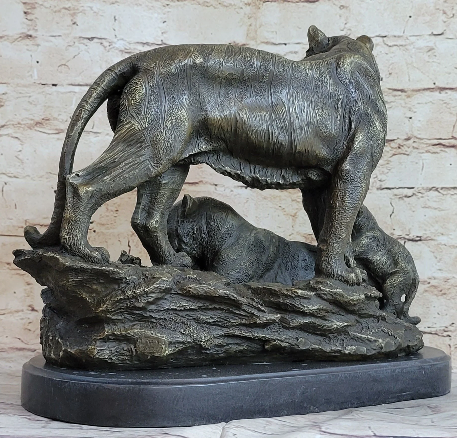 Hot Cast Bronze Tiger Family Statue Sculpture Decor Wildlife Art - Image 5