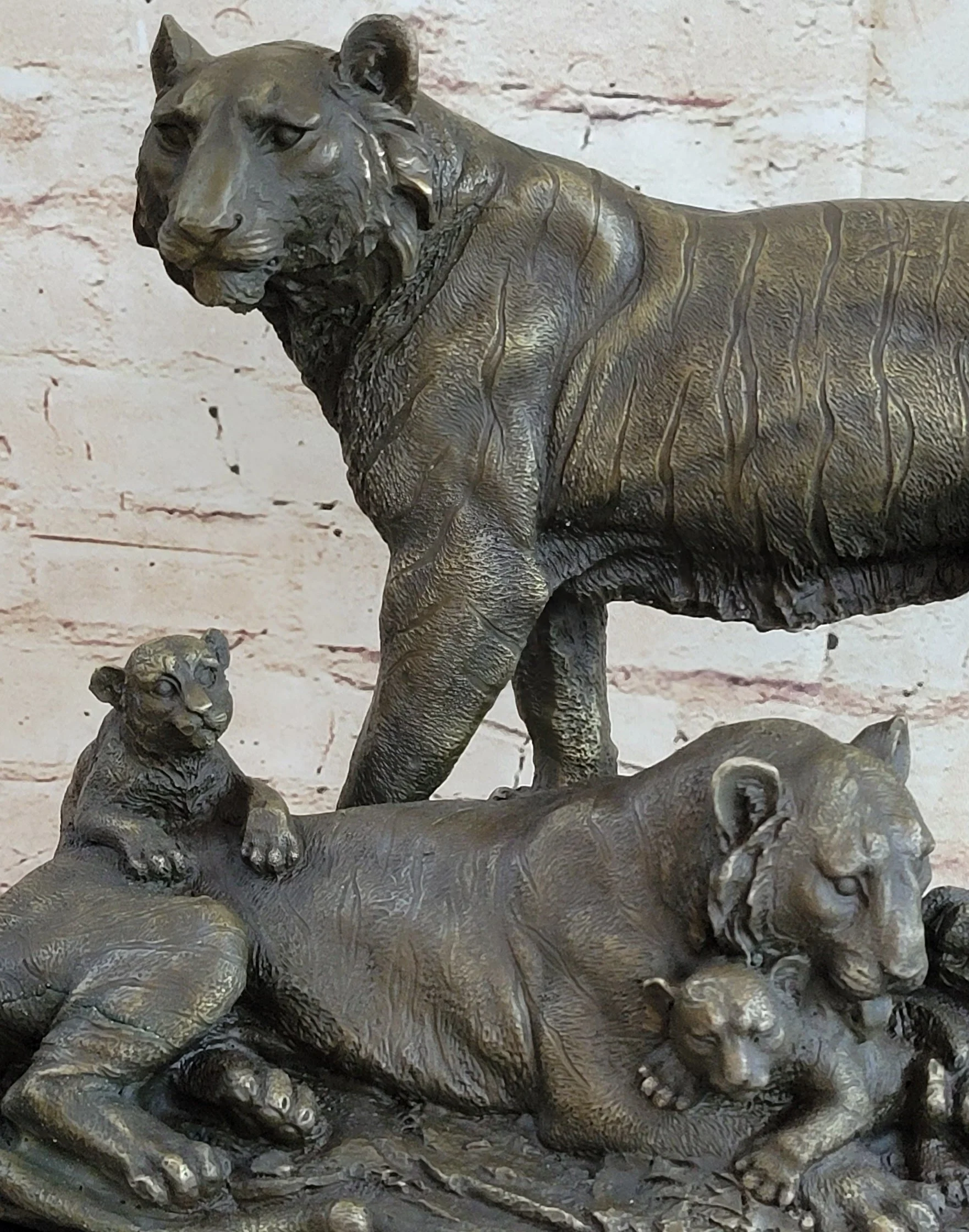 Hot Cast Bronze Tiger Family Statue Sculpture Decor Wildlife Art - Image 9