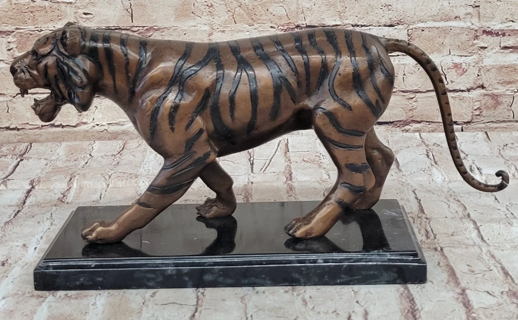 Hot Cast Bronze Tiger Statue Sculpture Figure on Marble Base by Moigniez - Image 4