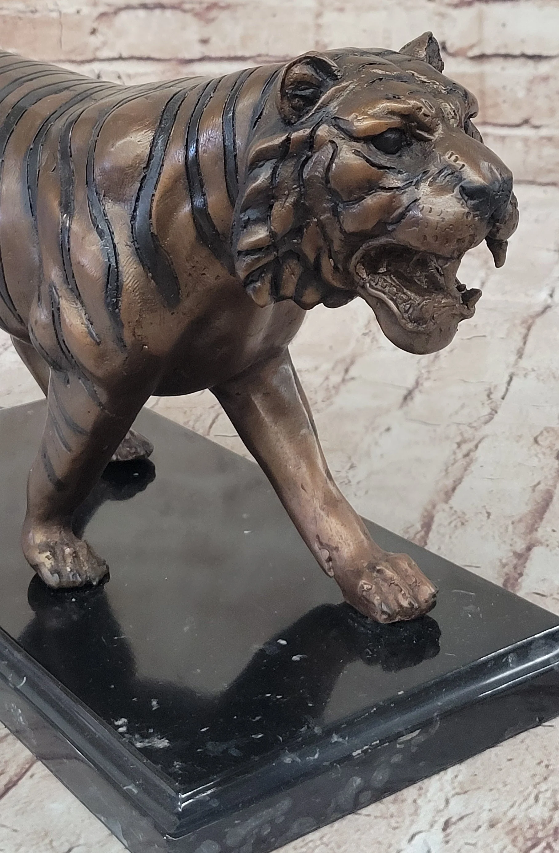 Hot Cast Bronze Tiger Statue Sculpture Figure on Marble Base by Moigniez - Image 9