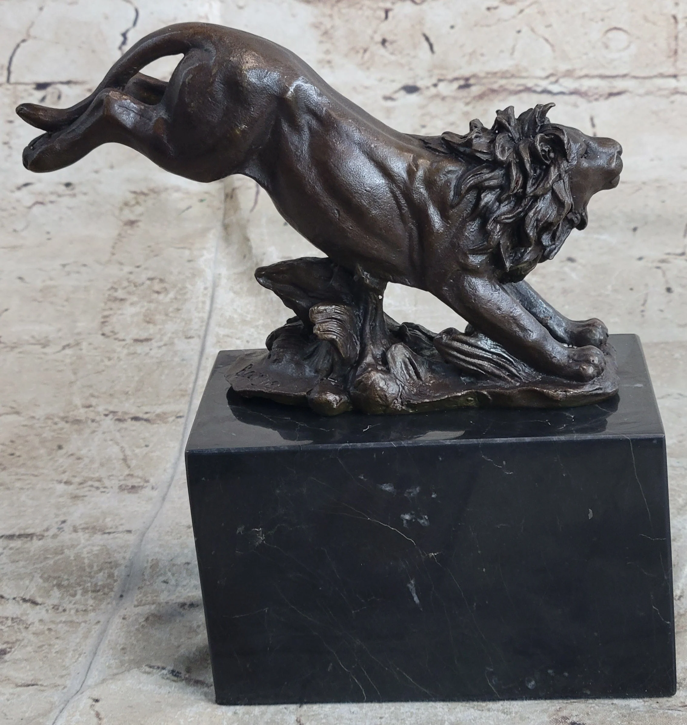 Hot Cast Jumping Lion by Barye French Animal Artist Bronze Sculpture Figurine NR - Image 5