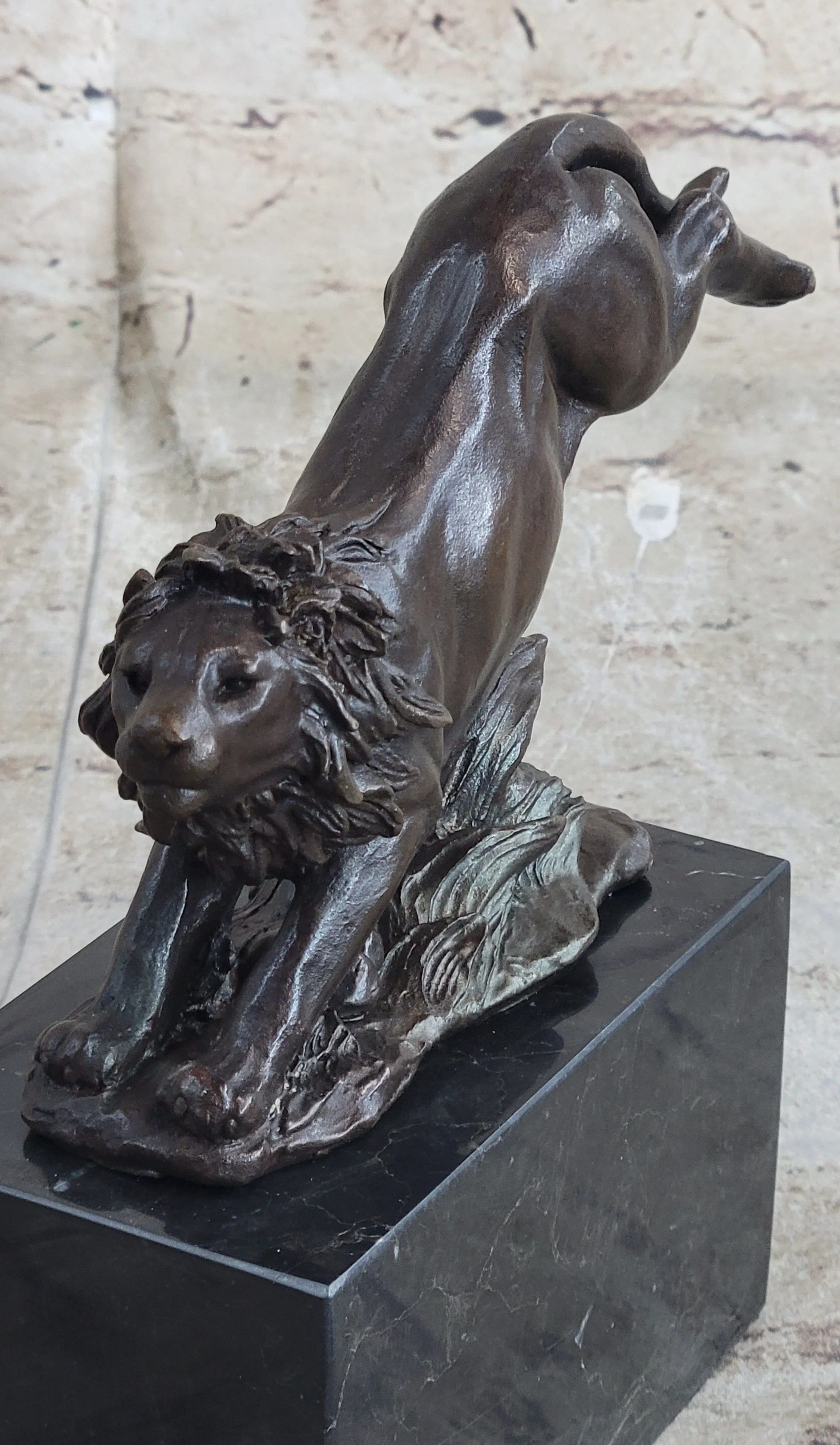 Hot Cast Jumping Lion by Barye French Animal Artist Bronze Sculpture Figurine NR - Image 6