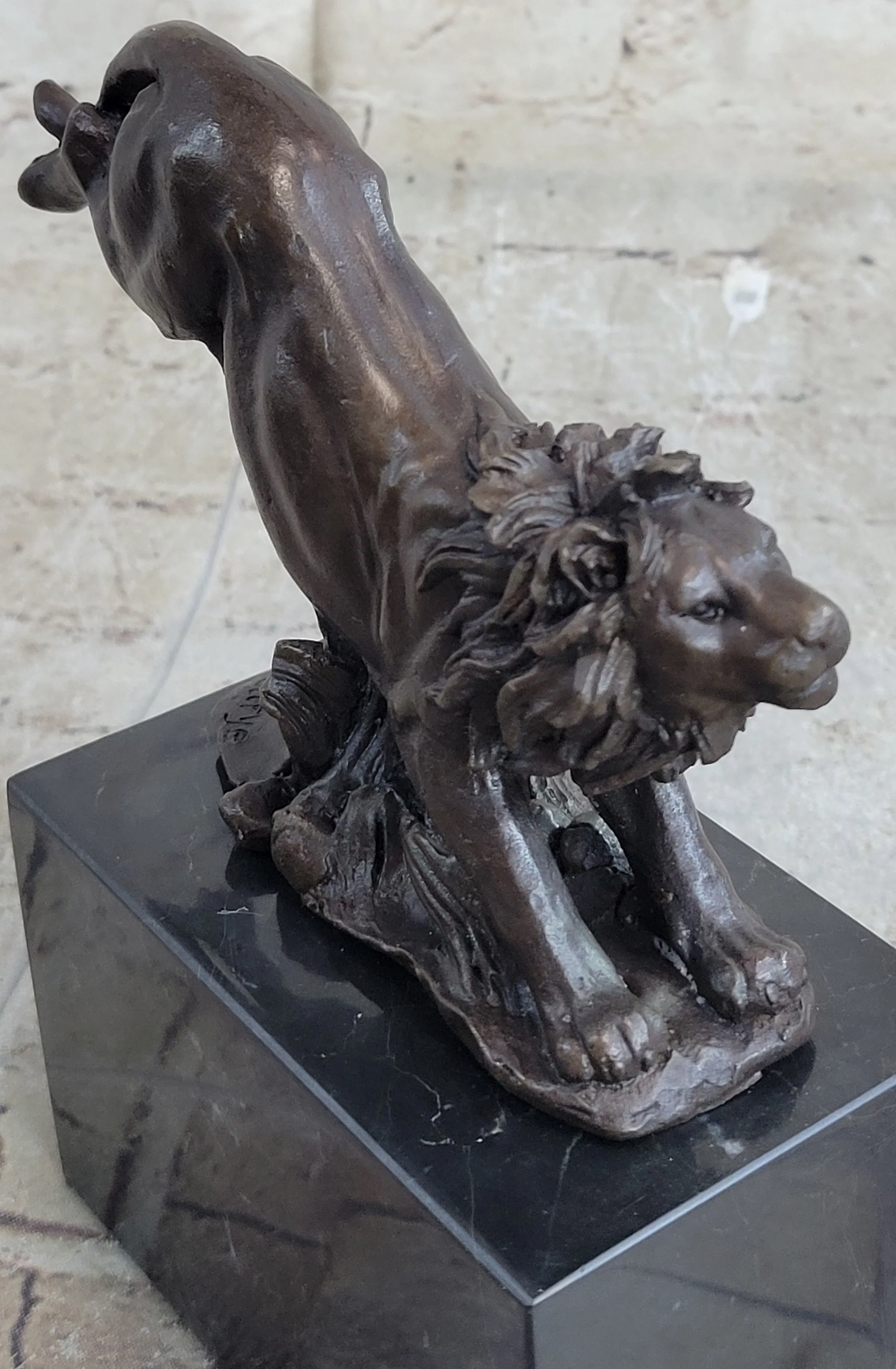 Hot Cast Jumping Lion by Barye French Animal Artist Bronze Sculpture Figurine NR - Image 7