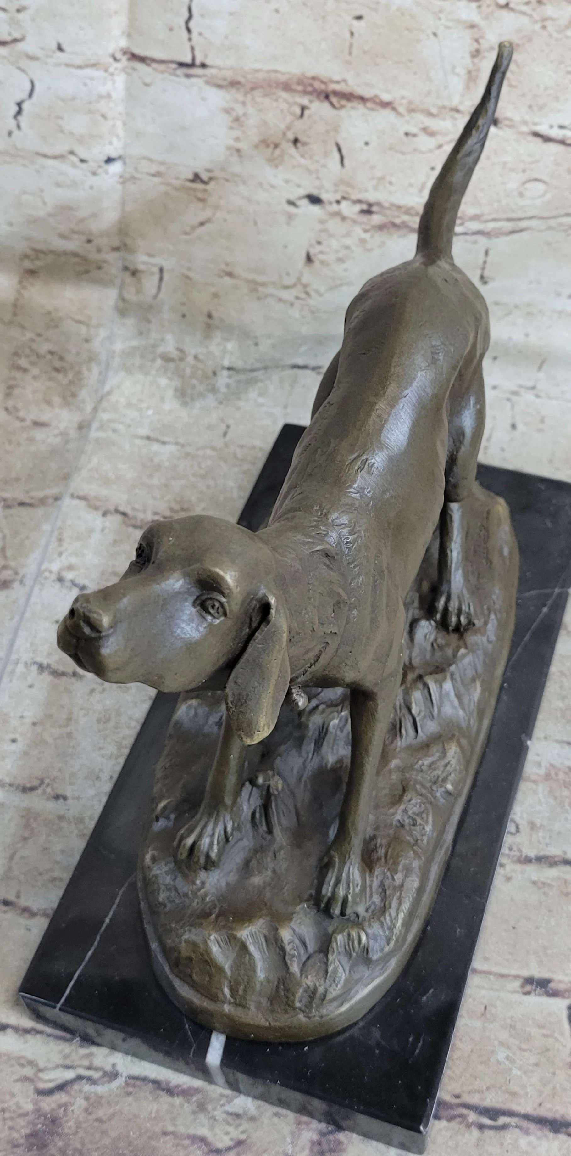 Hunting Dog Wolfhound Bronze Marble Statue Bookend Sculpture Artwork Gift Sale - Image 4