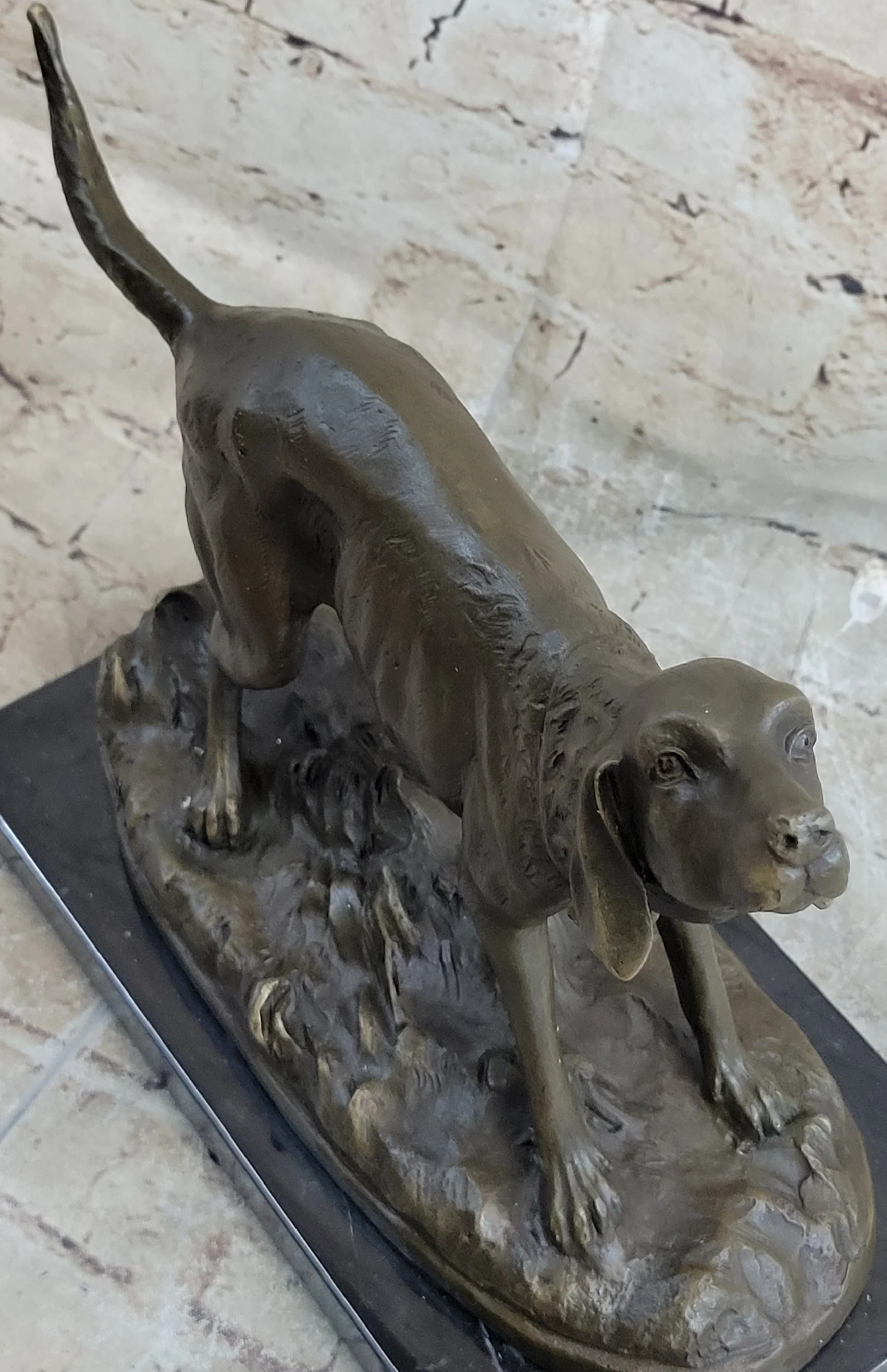 Hunting Dog Wolfhound Bronze Marble Statue Bookend Sculpture Artwork Gift Sale - Image 6